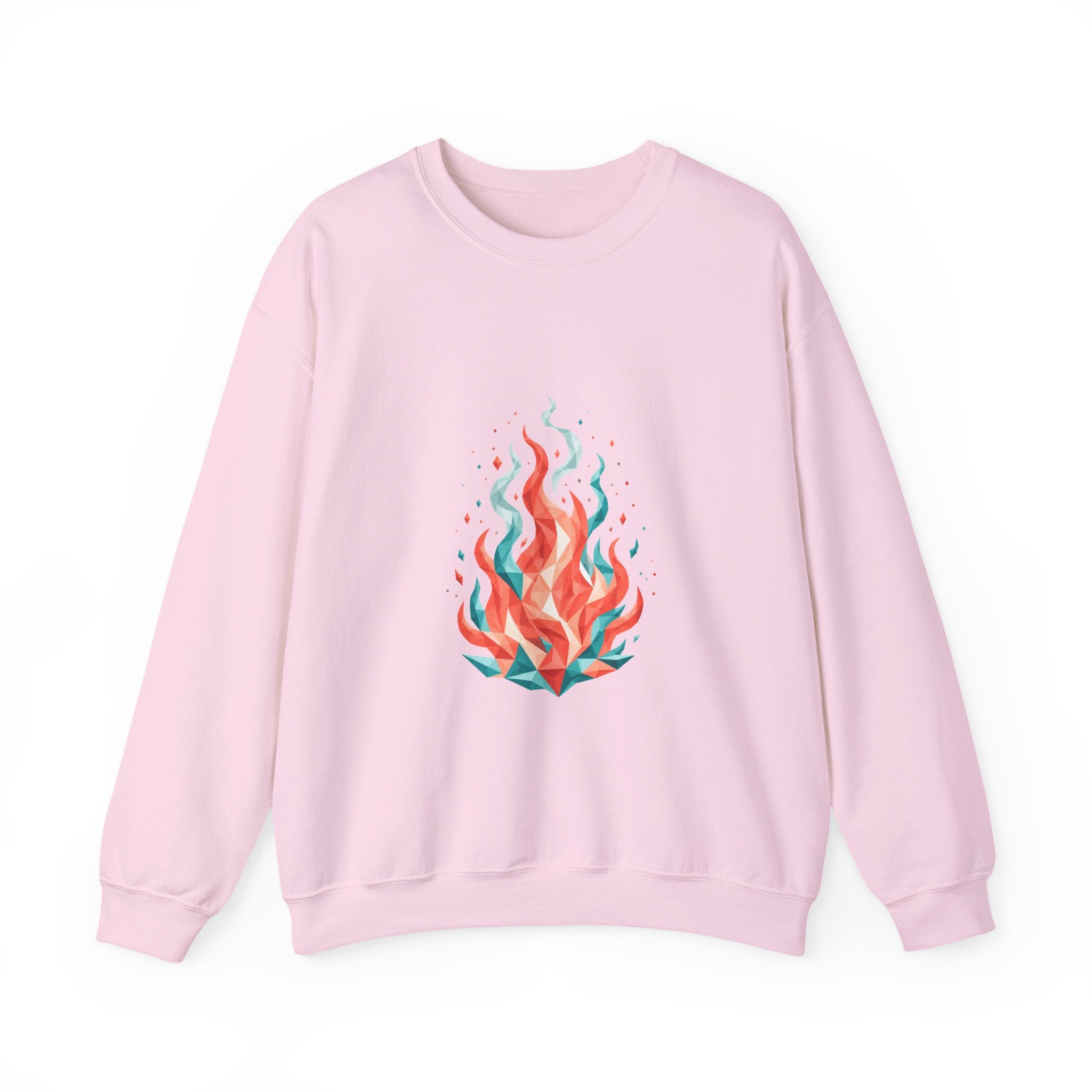 Matching Couple Sweatshirt - Wildfire & Waterfall Matching Couple Premium Fleece Sweatshirt Geometric Art His Hers Love Gift - Design A