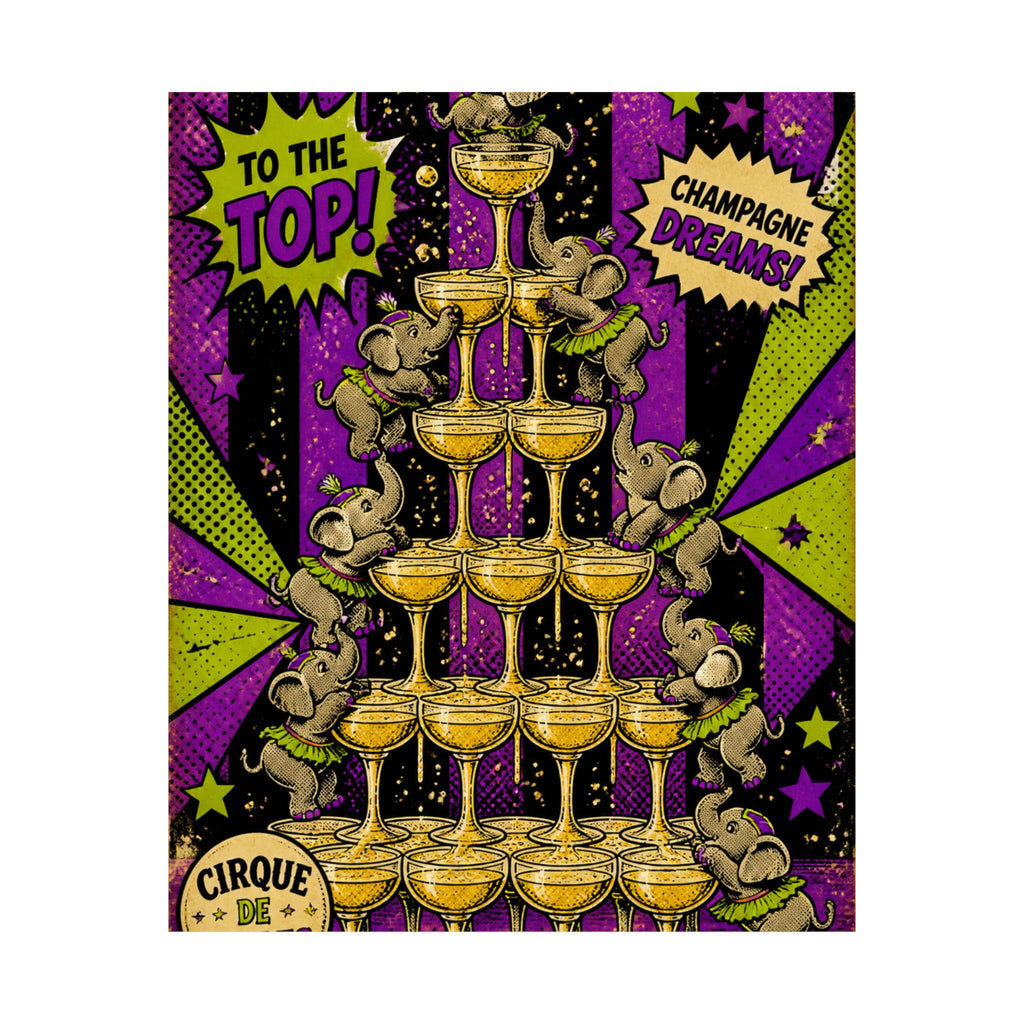 Champagne Tower Elephants Wall Art Poster 18×24 Pop Art Living Room Decor Maximalist Print