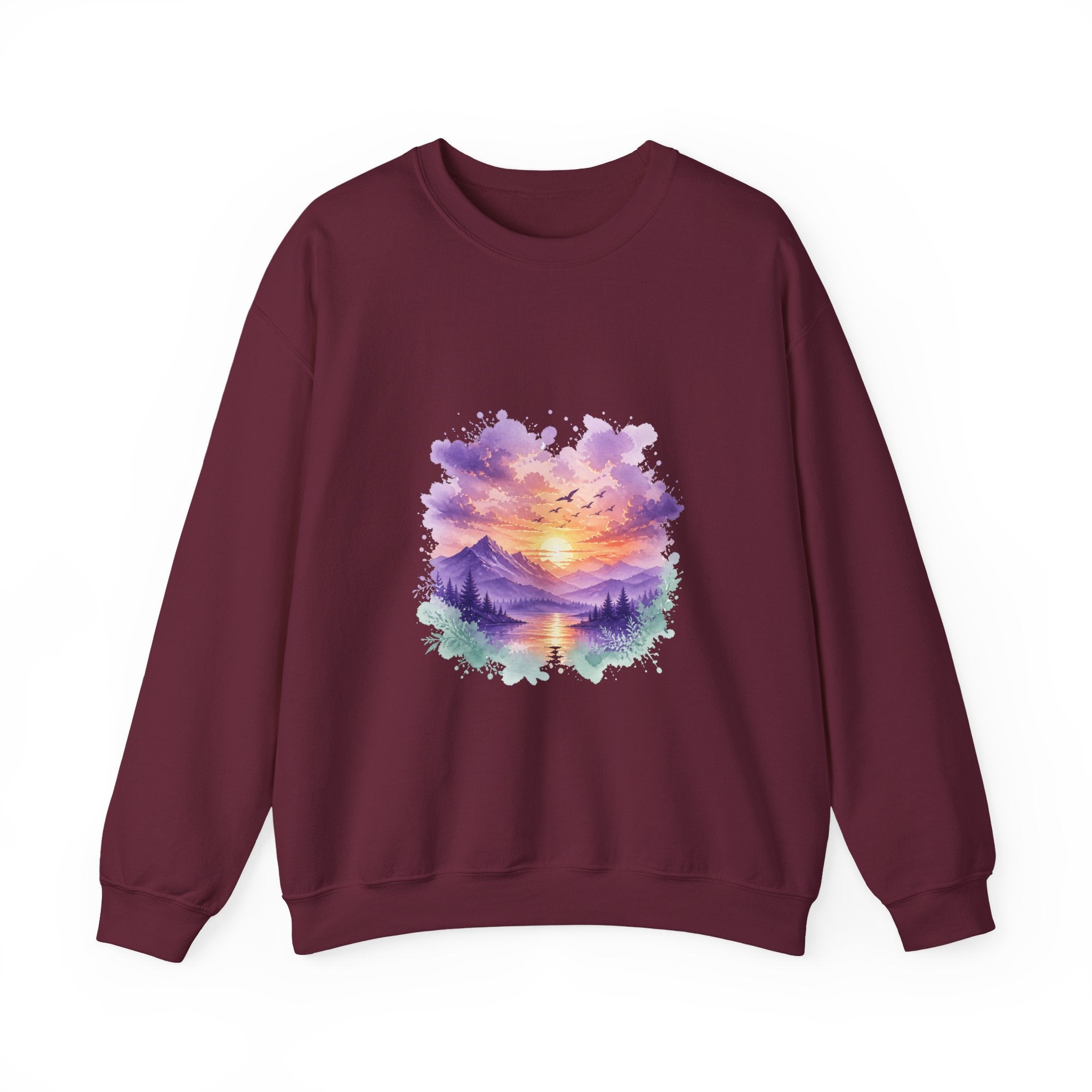 Matching Couple Sweatshirt - Sunrise & Sunset Matching Couple Comfort Colors Crew Watercolor Art His Hers Birthday Gift - Design B