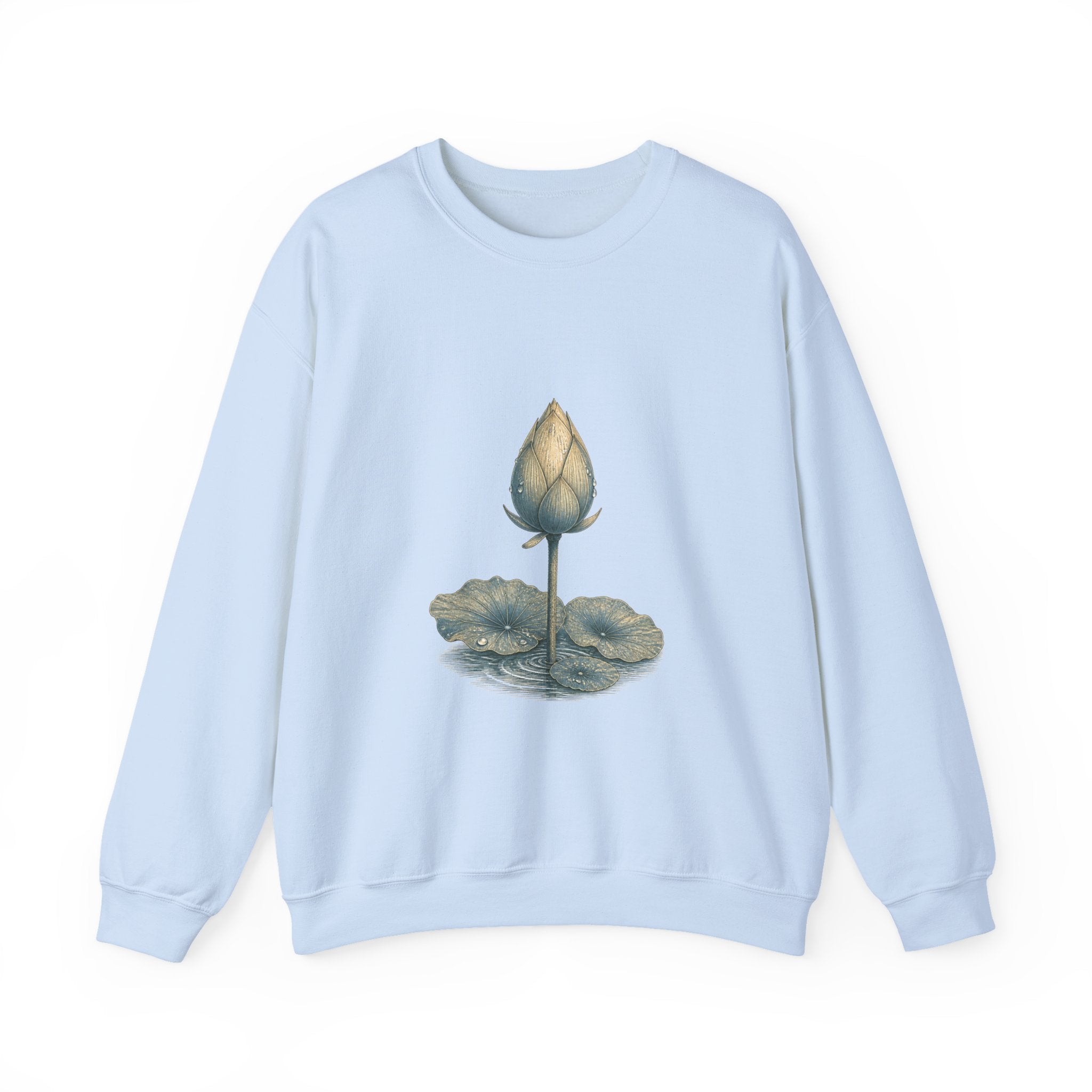 Matching Couple Sweatshirt - Open & Closed Lotus Matching Couple Crewneck Sweatshirt Vintage Art His Hers Wedding Gift - Design B