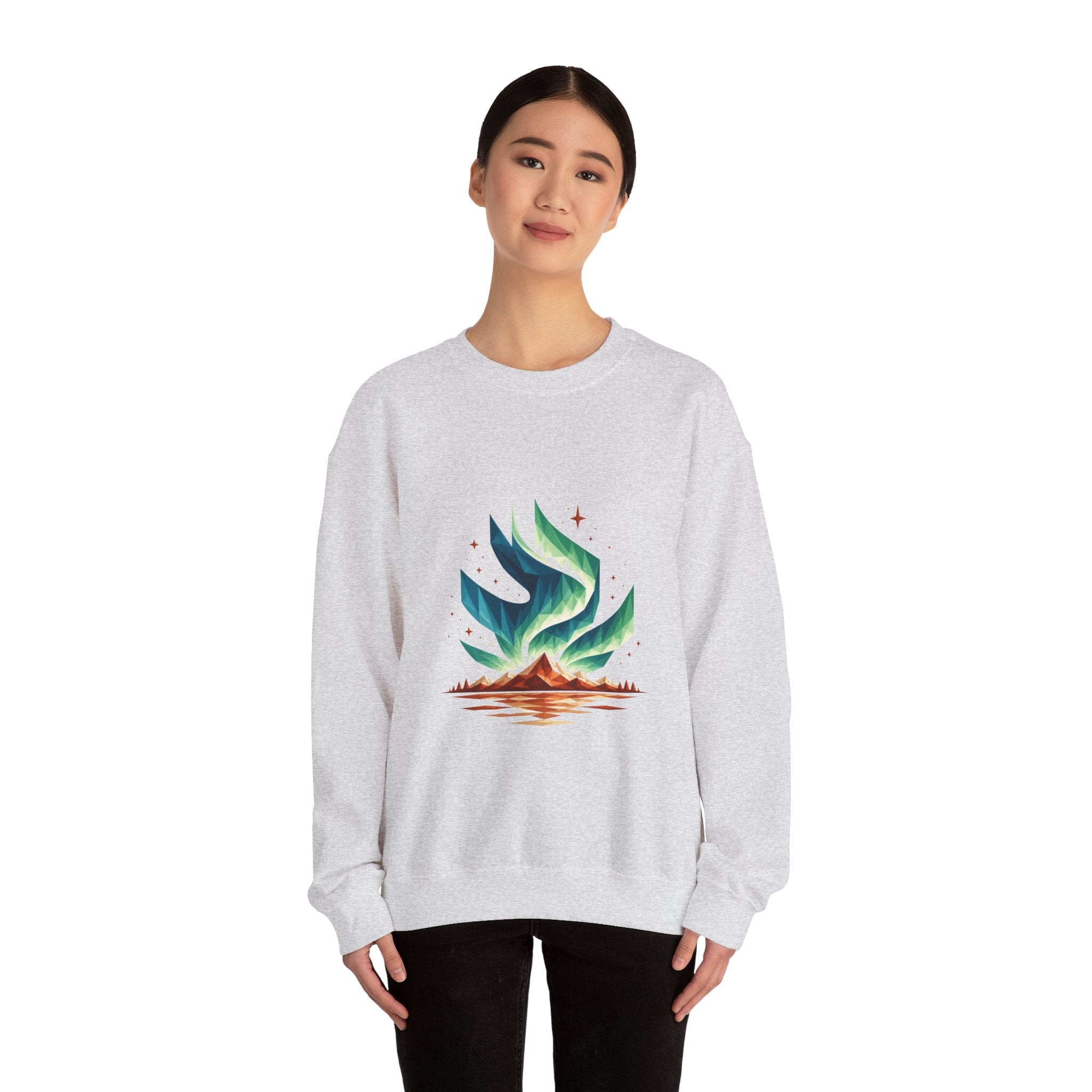 Matching Couple Sweatshirt - Aurora & Southern Cross Matching Couple Premium Fleece Sweatshirt Geometric Art His Hers Love Gift - Design A