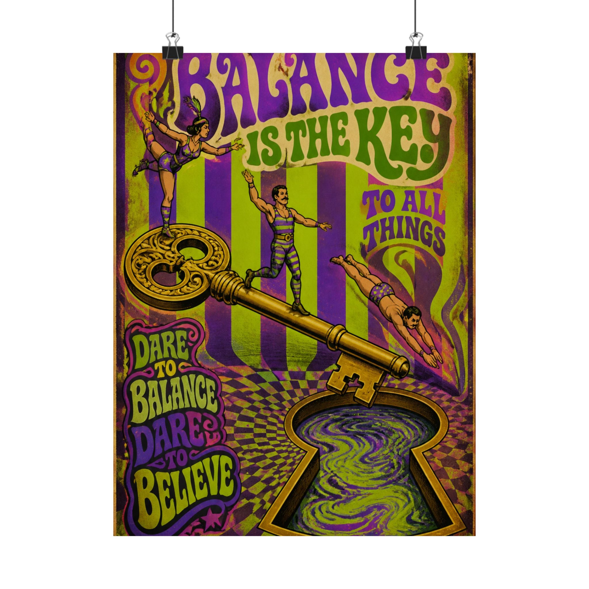Giant Key Performance Wall Art Poster 18×24 Psychedelic Cafe Decor Maximalist Print