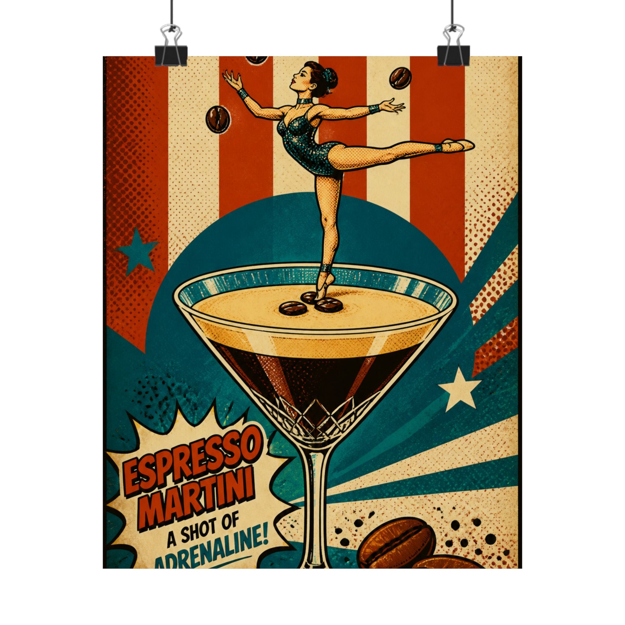 Espresso Martini Acrobat Wall Art Poster 18×24 Pop Art Living Room Decor Maximalist Print