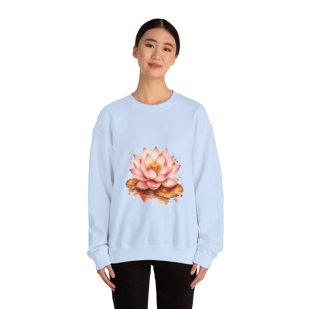 Matching Couple Sweatshirt - Open & Closed Lotus Matching Couple Comfort Colors Crew Watercolor Art His Hers Birthday Gift - Design A