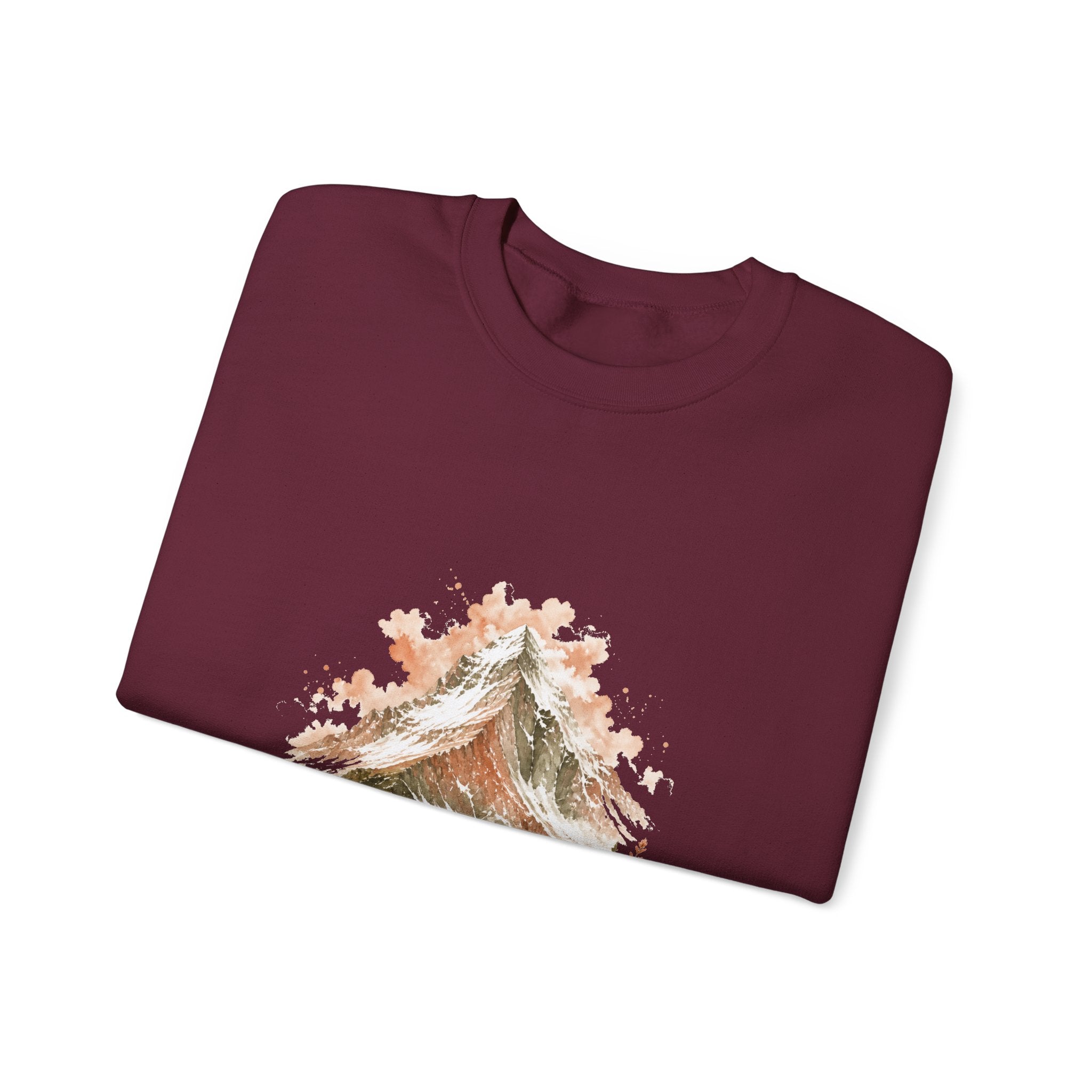 Matching Couple Sweatshirt - Mountain & Ocean Matching Couple Premium Fleece Sweatshirt Watercolor Art His Hers Birthday Gift - Design A