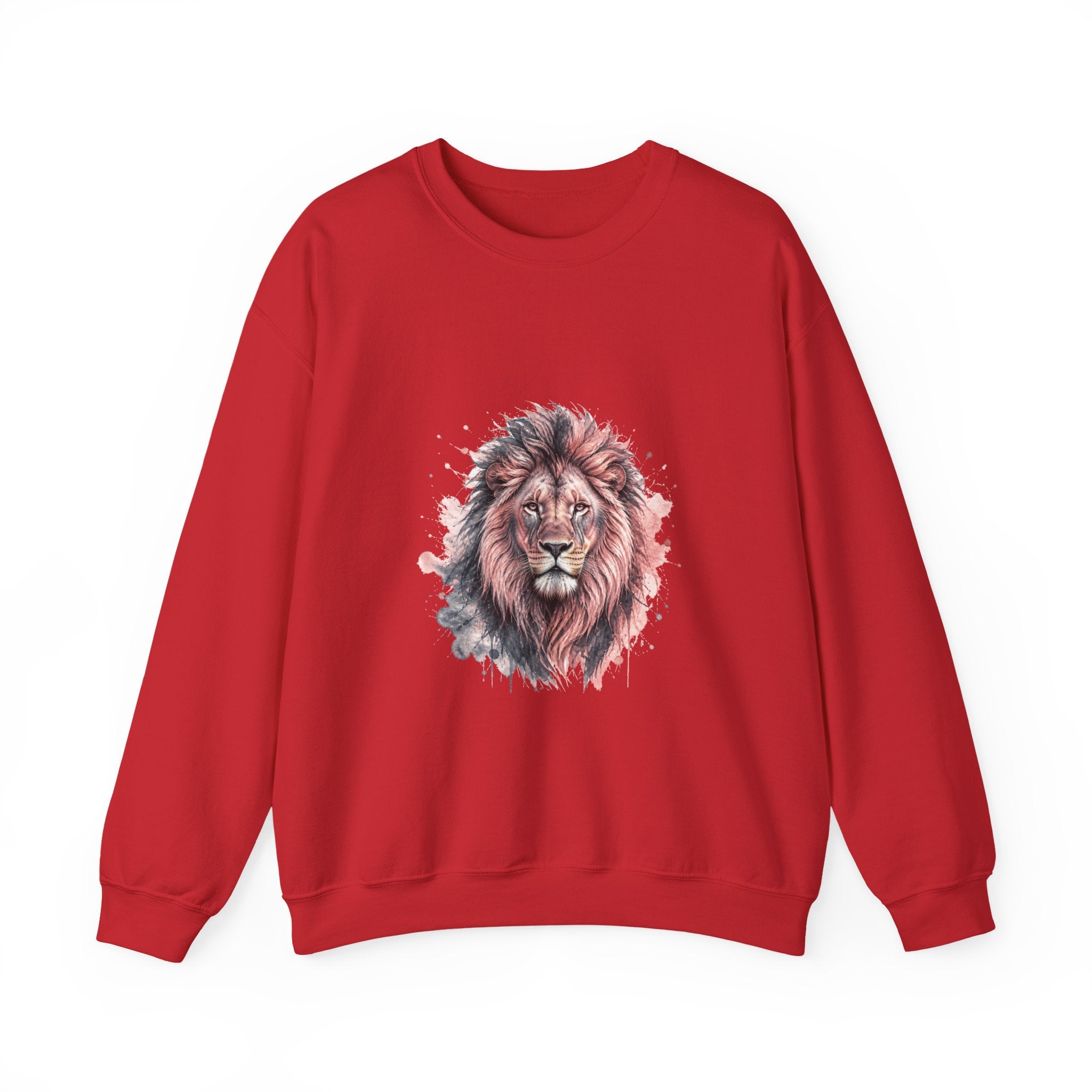 Matching Couple Sweatshirt - Lion & Lamb Matching Couple Crewneck Sweatshirt Watercolor Art His Hers Engagement Gift - Design A