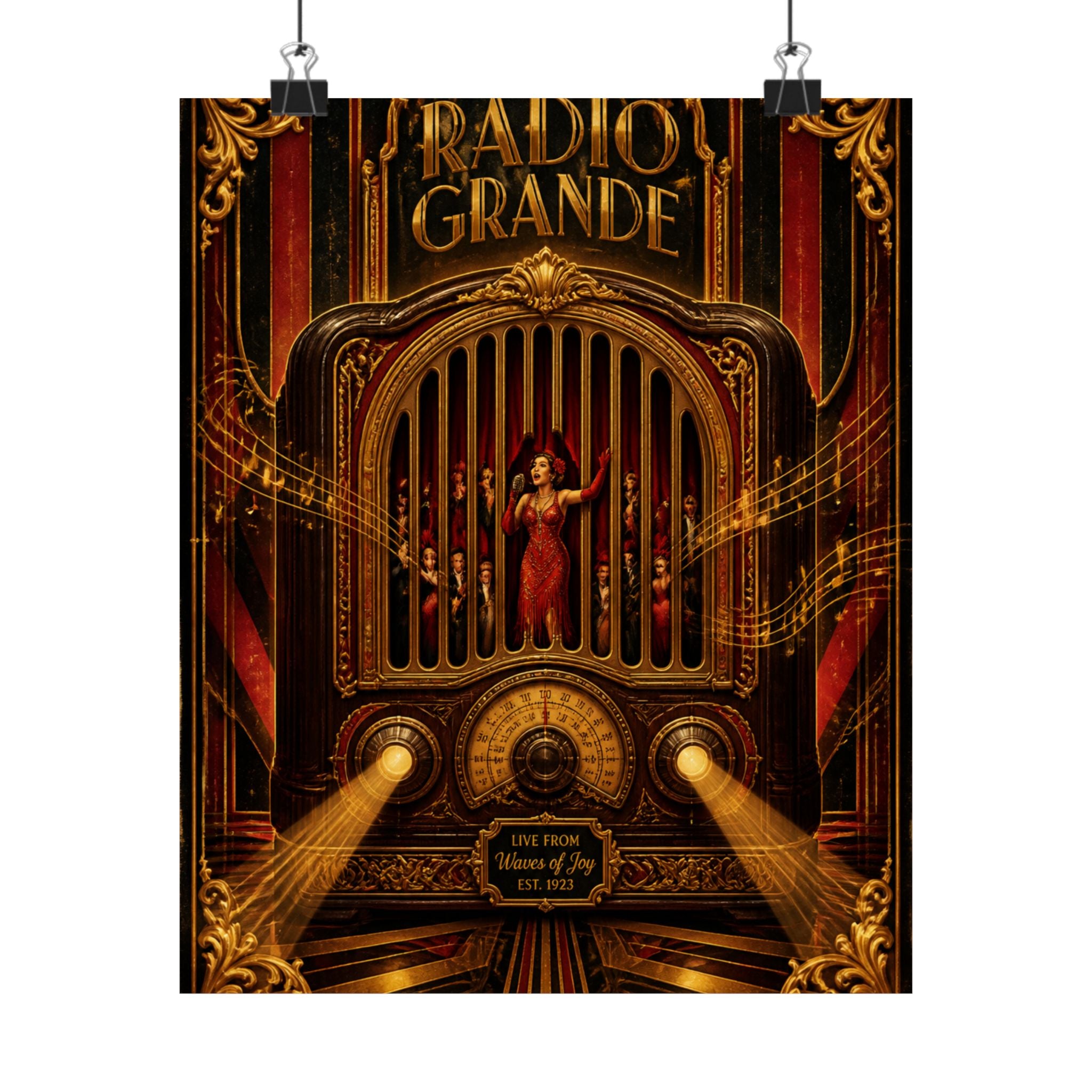 Vintage Radio Stage Wall Art Poster 18×24 Baroque Home Office Decor Maximalist Print