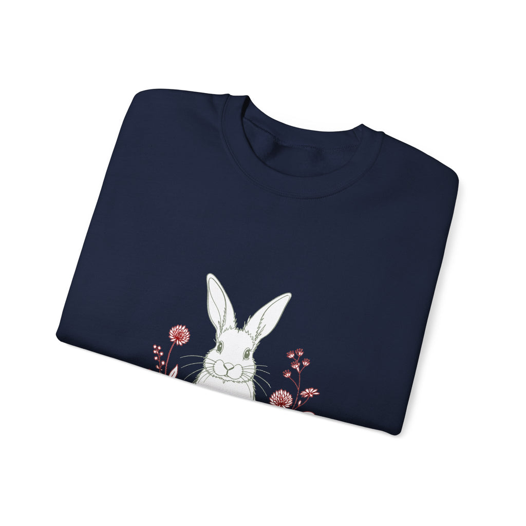 Matching Couple Sweatshirt - Fox & Rabbit Matching Couple Crewneck Sweatshirt Minimalist Art His Hers Valentine Gift - Design B