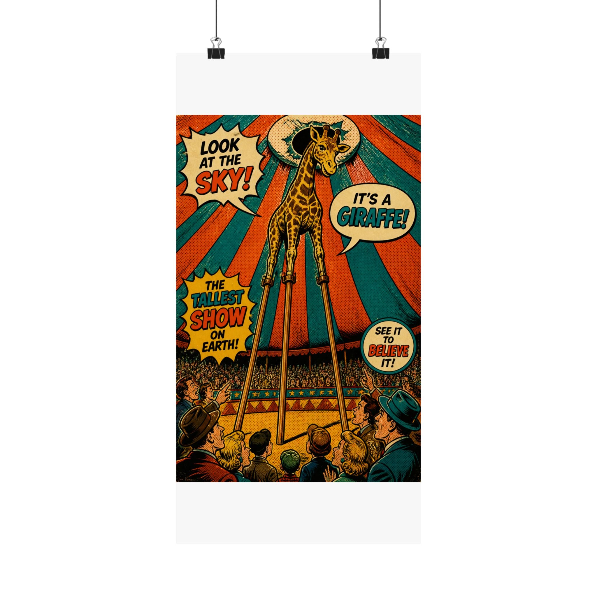 Giraffe on Stilts Wall Art Poster 24×36 Pop Art Restaurant Decor Maximalist Print