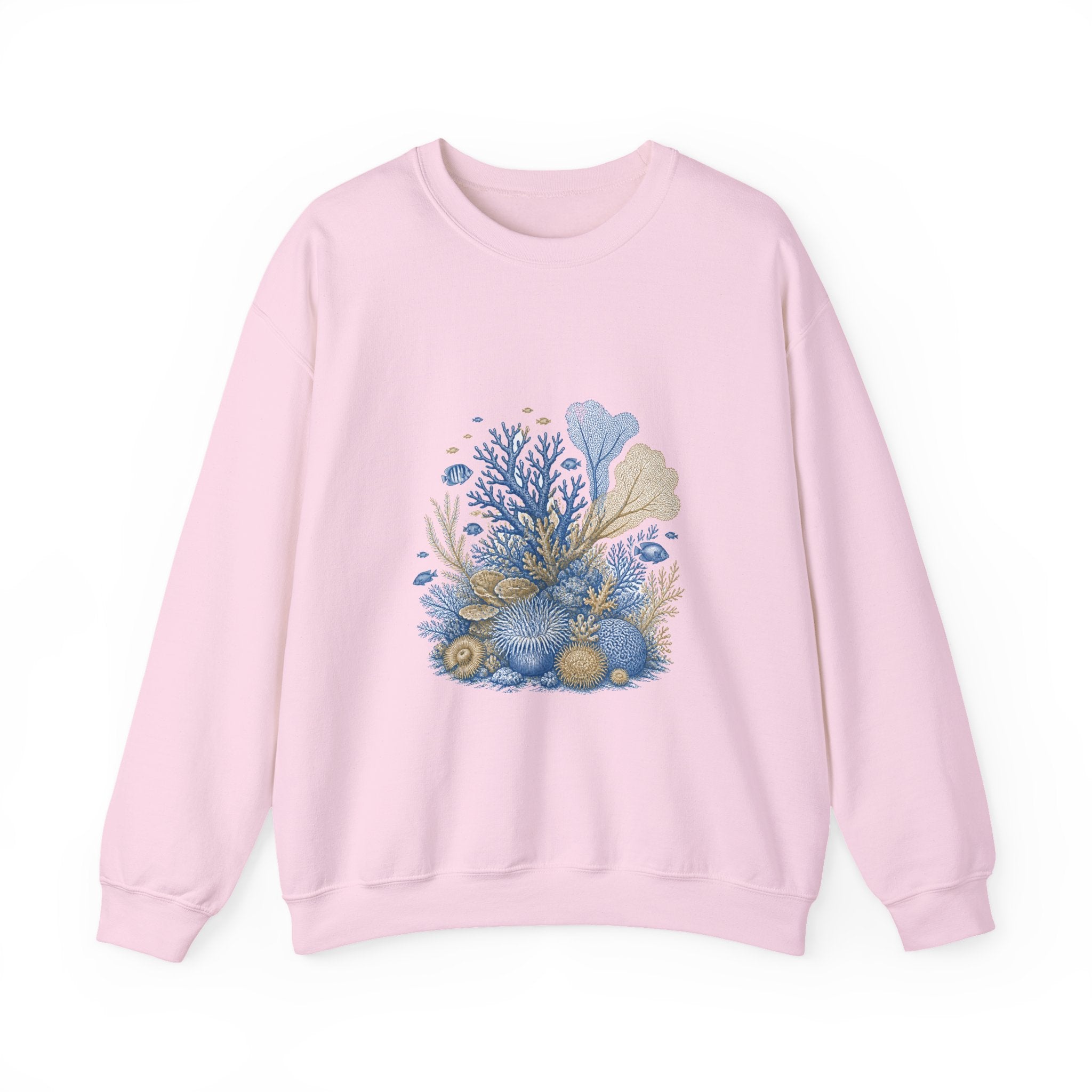 Matching Couple Sweatshirt - Coral Reef & Deep Sea Matching Couple Crewneck Sweatshirt Vintage Art His Hers Wedding Gift - Design A