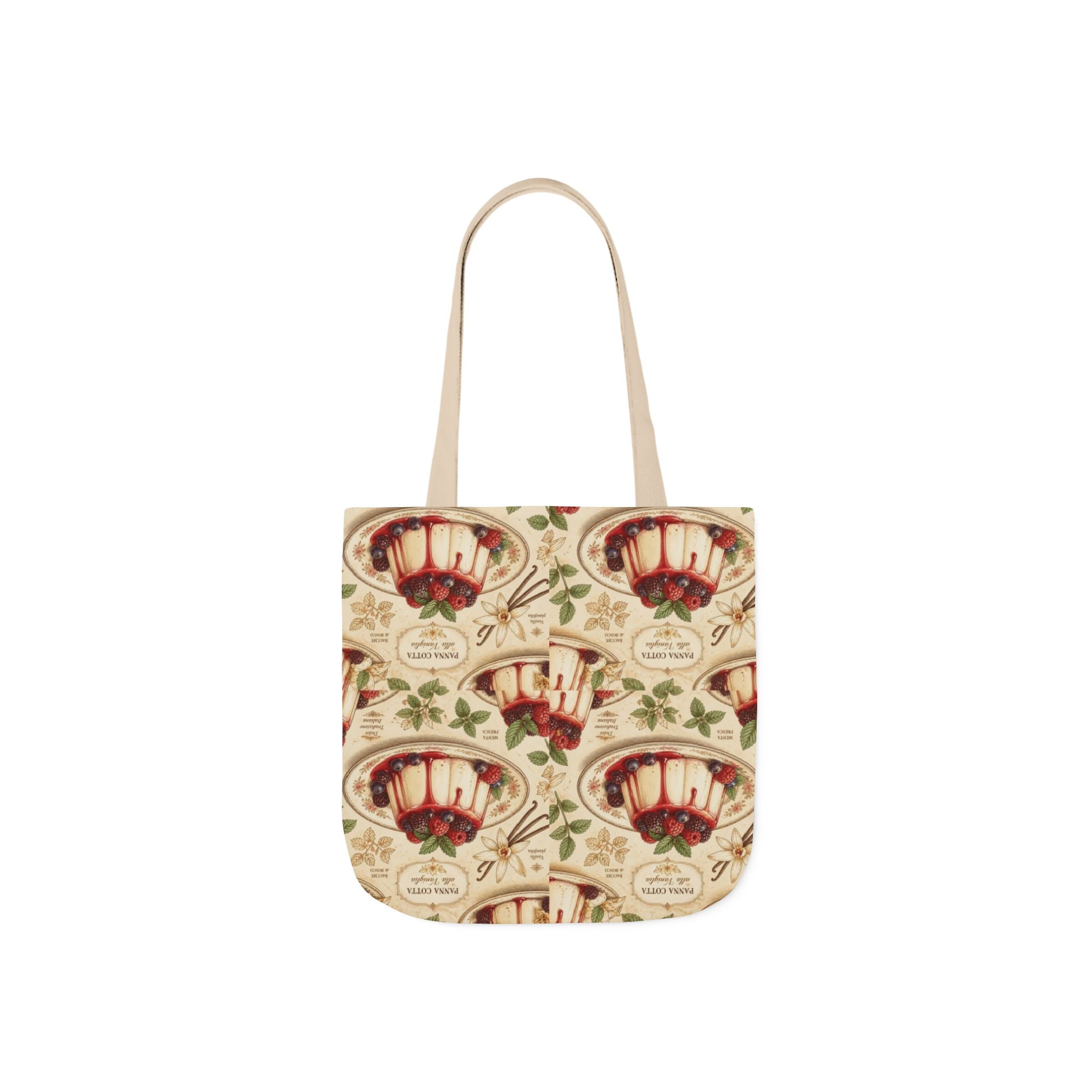 Panna Cotta Canvas Tote Bag Mediterranean Kitchen Botanical Design Italian Cottagecore Gift