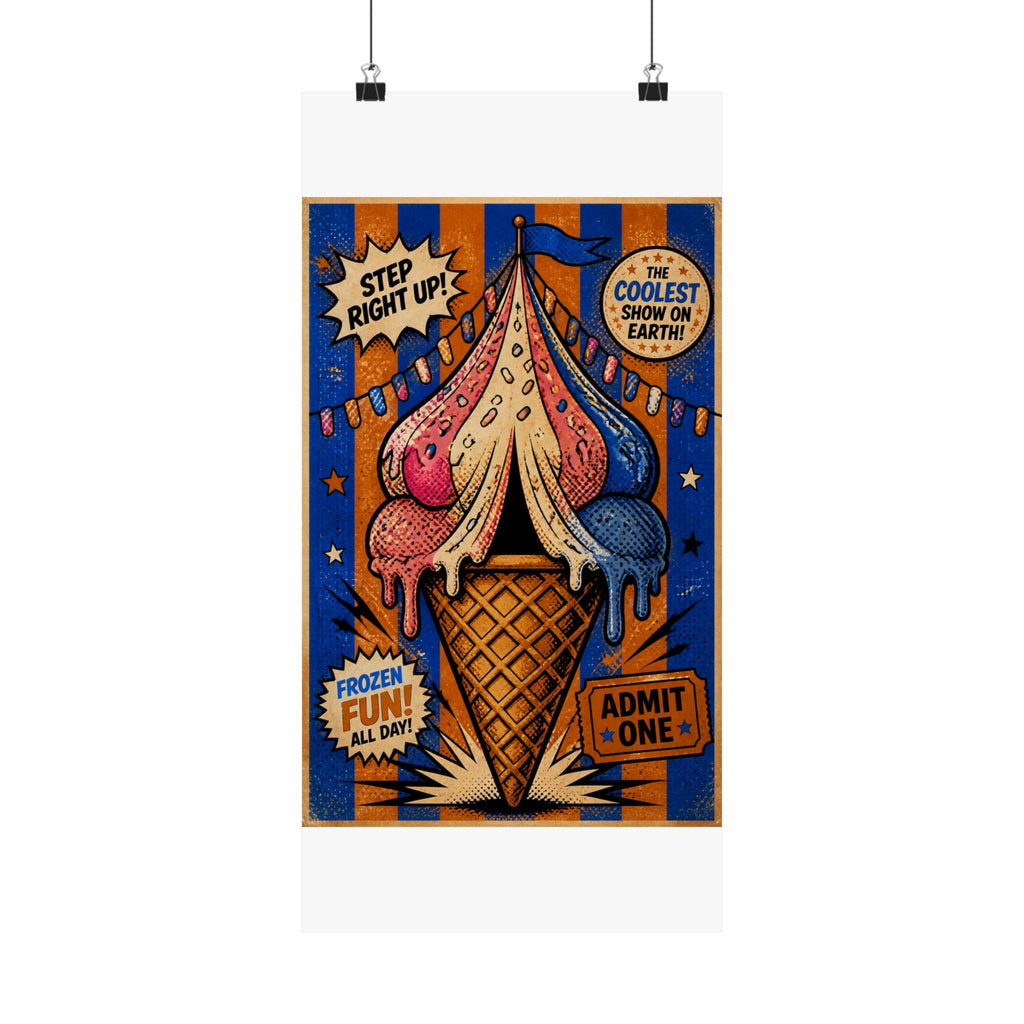 Ice Cream Cone Circus Tent Wall Art Poster 18×24 Pop Art Living Room Decor Maximalist Print