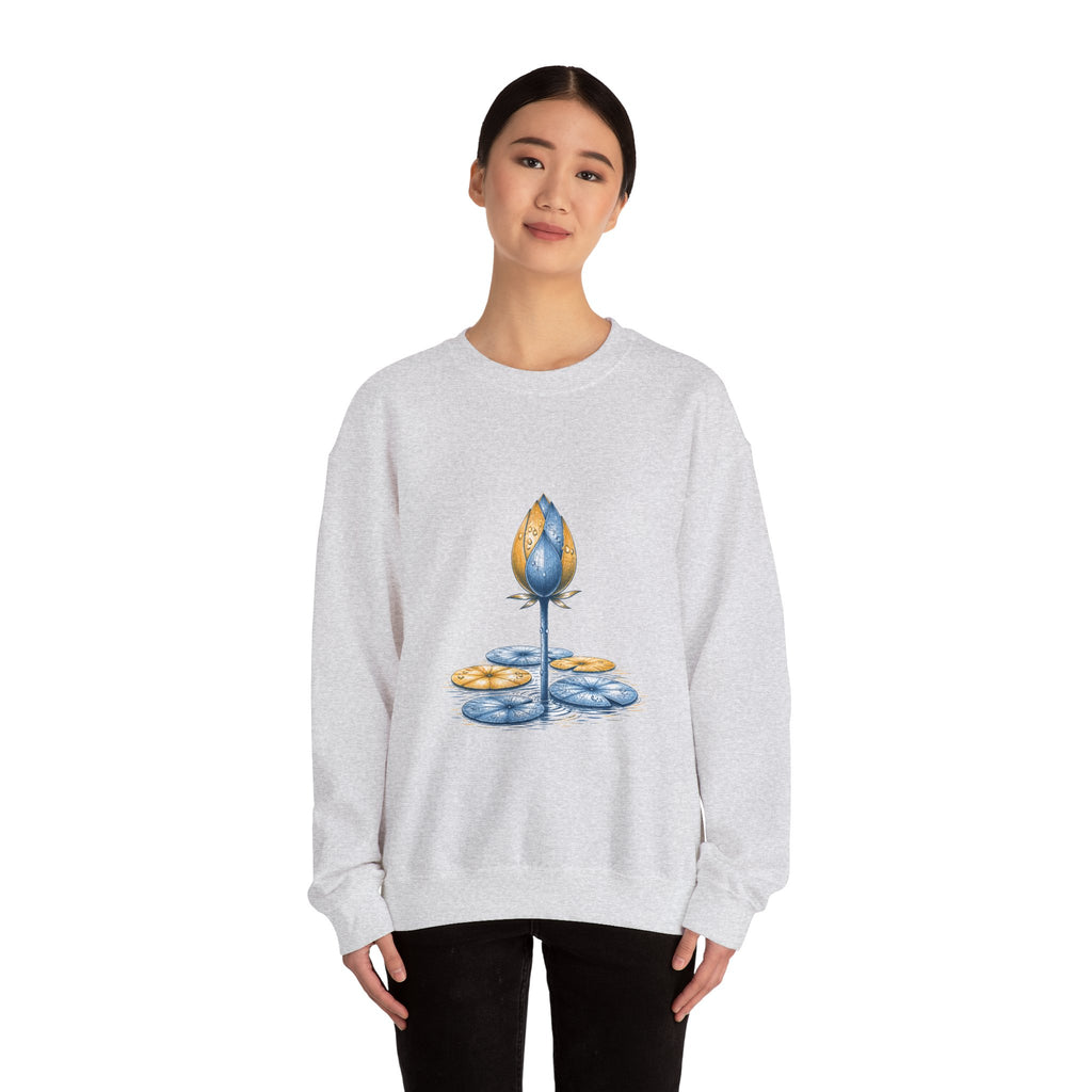 Matching Couple Sweatshirt - Open & Closed Lotus Matching Couple Comfort Colors Crew Hand-Drawn Art His Hers Anniversary Gift - Design B