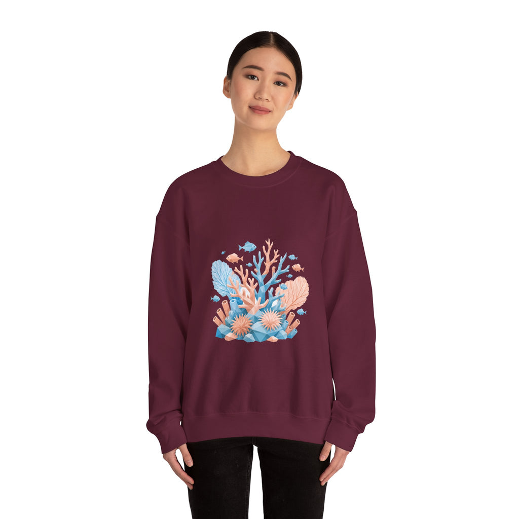 Matching Couple Sweatshirt - Coral Reef & Deep Sea Matching Couple Crewneck Sweatshirt Geometric Art His Hers Couple Gift - Design A