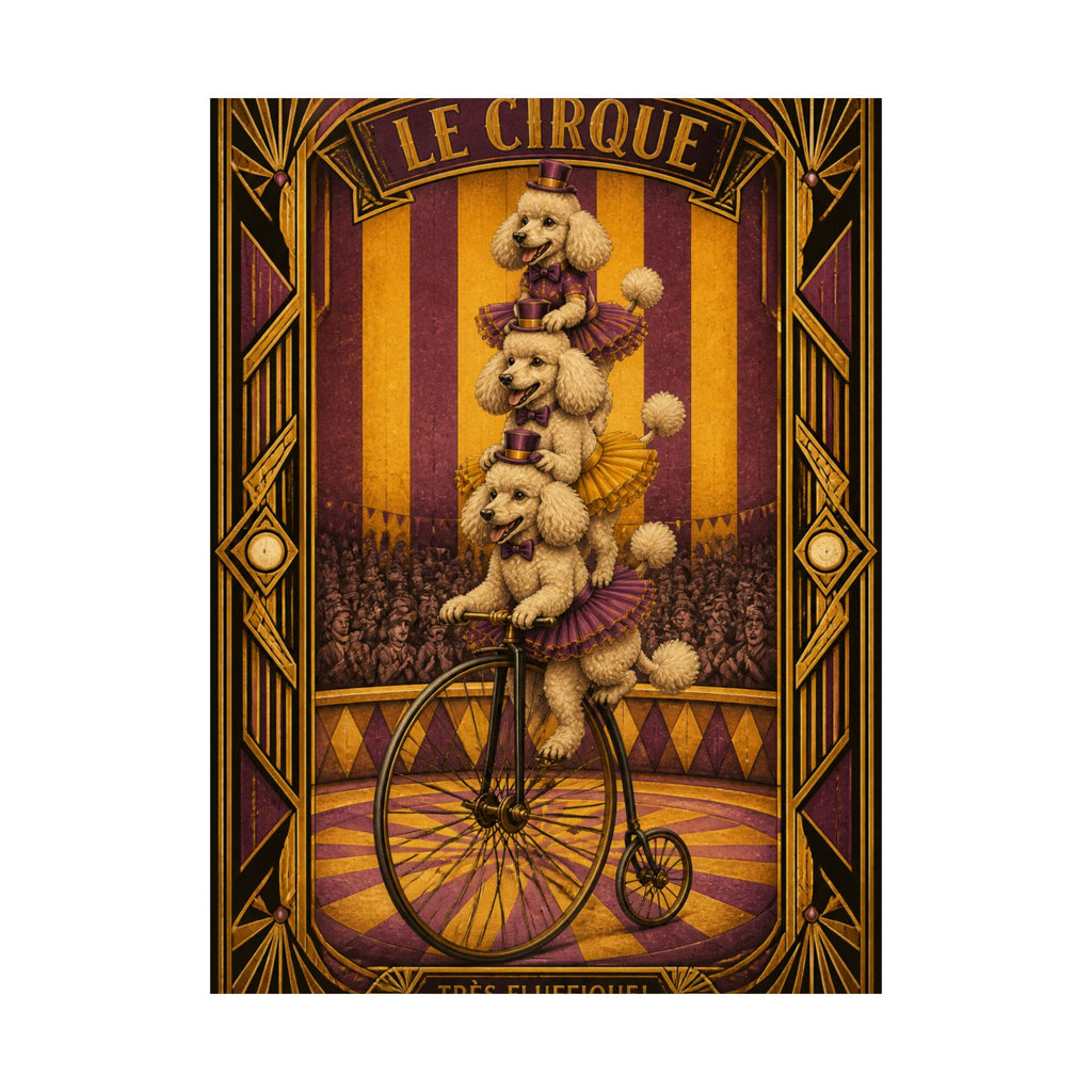 Poodle Stack Bicycle Wall Art Poster 18×24 Art Deco Entryway Decor Maximalist Print