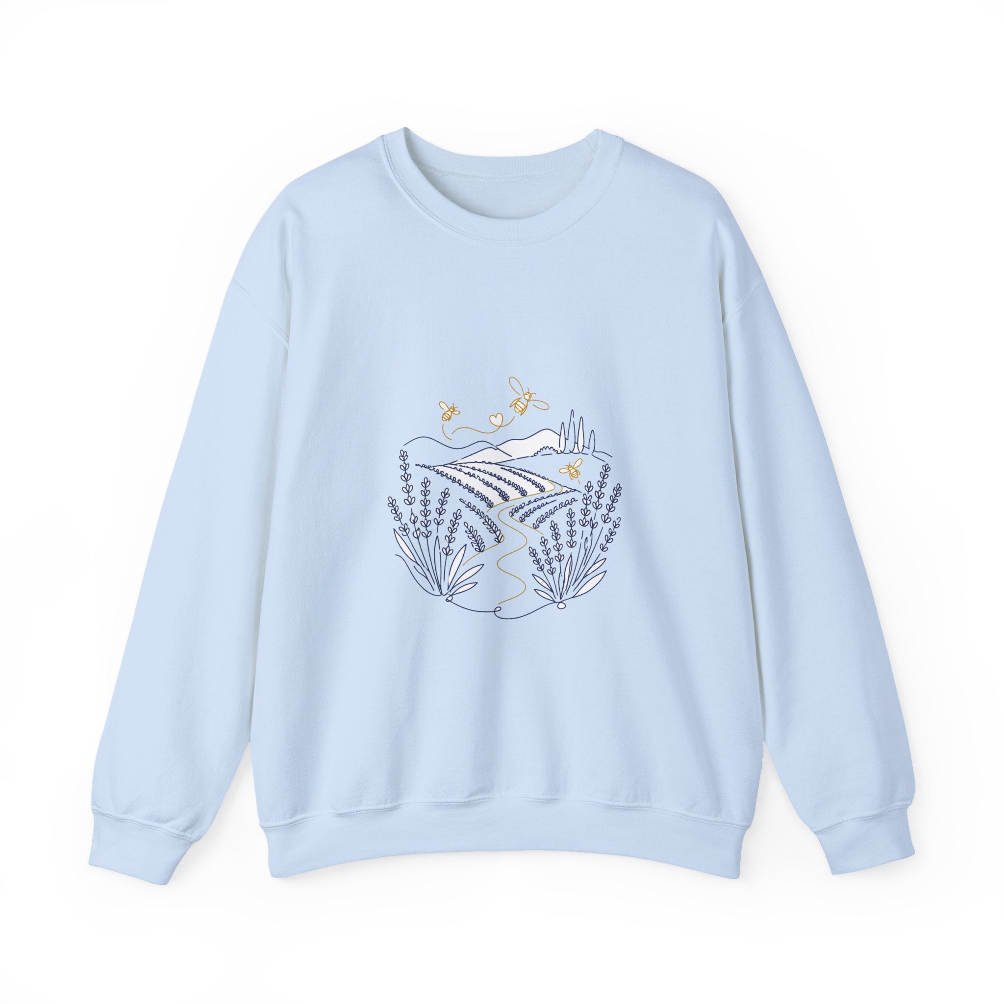 Matching Couple Sweatshirt - Lavender Fields & Canyon Matching Couple Crewneck Sweatshirt Minimalist Art His Hers Valentine Gift - Design A