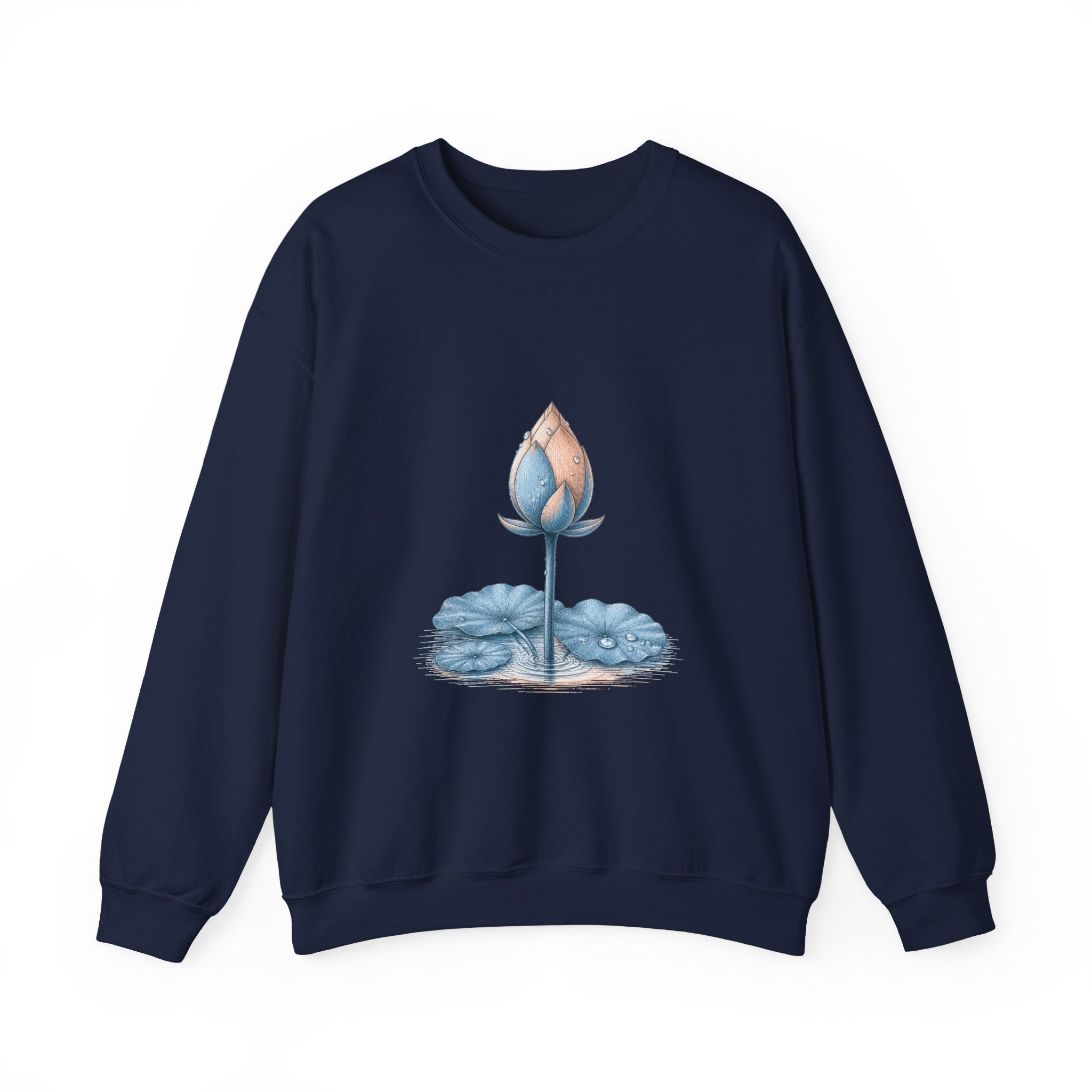 Matching Couple Sweatshirt - Open & Closed Lotus Matching Couple Premium Fleece Sweatshirt Vintage Art His Hers Honeymoon Gift - Design B