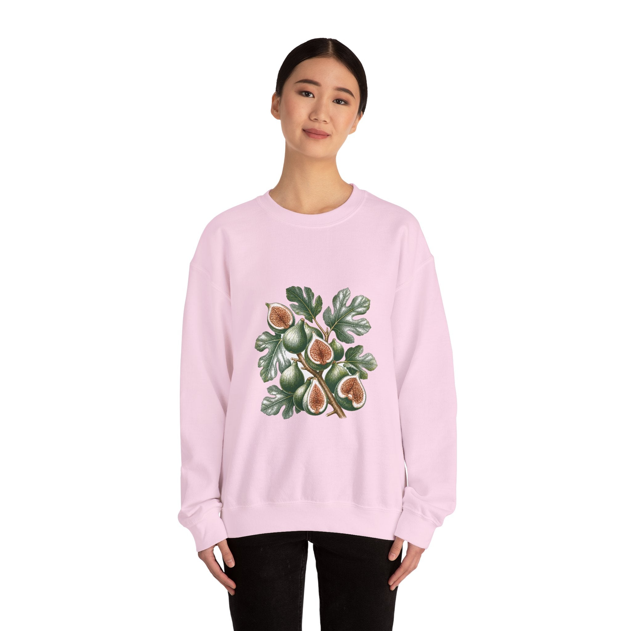 Matching Couple Sweatshirt - Olive Branch & Fig Matching Couple Premium Fleece Sweatshirt Hand-Drawn Art His Hers Anniversary Gift - Design B