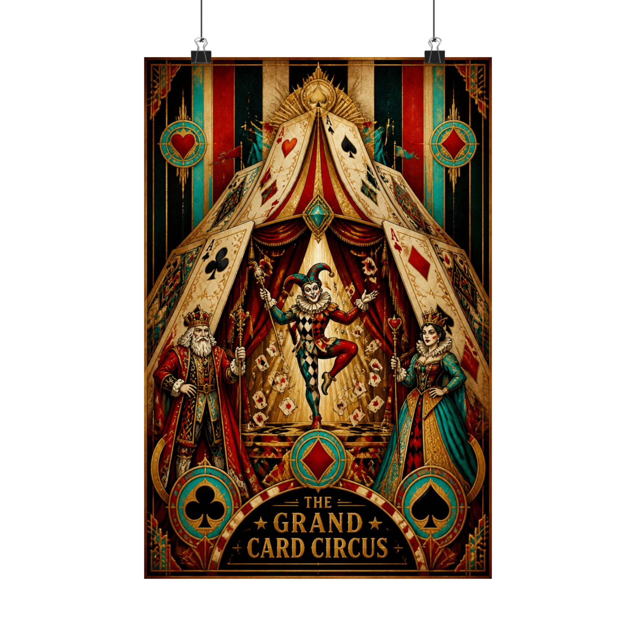 Playing Cards Tent Wall Art Poster 18×24 Art Deco Entryway Decor Maximalist Print