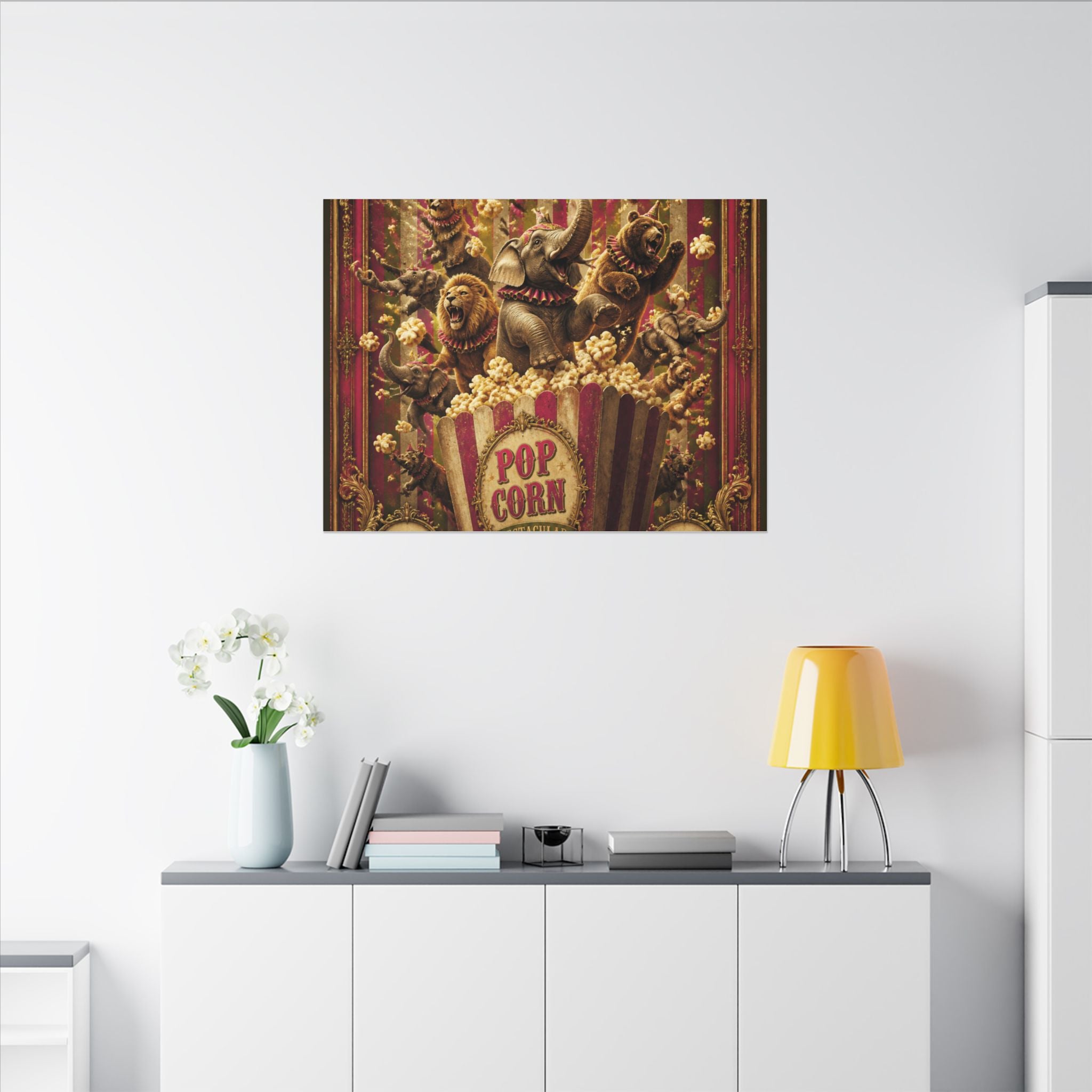 Popcorn Box Animals Wall Art Canvas 16×20 Baroque Home Office Decor Maximalist Print