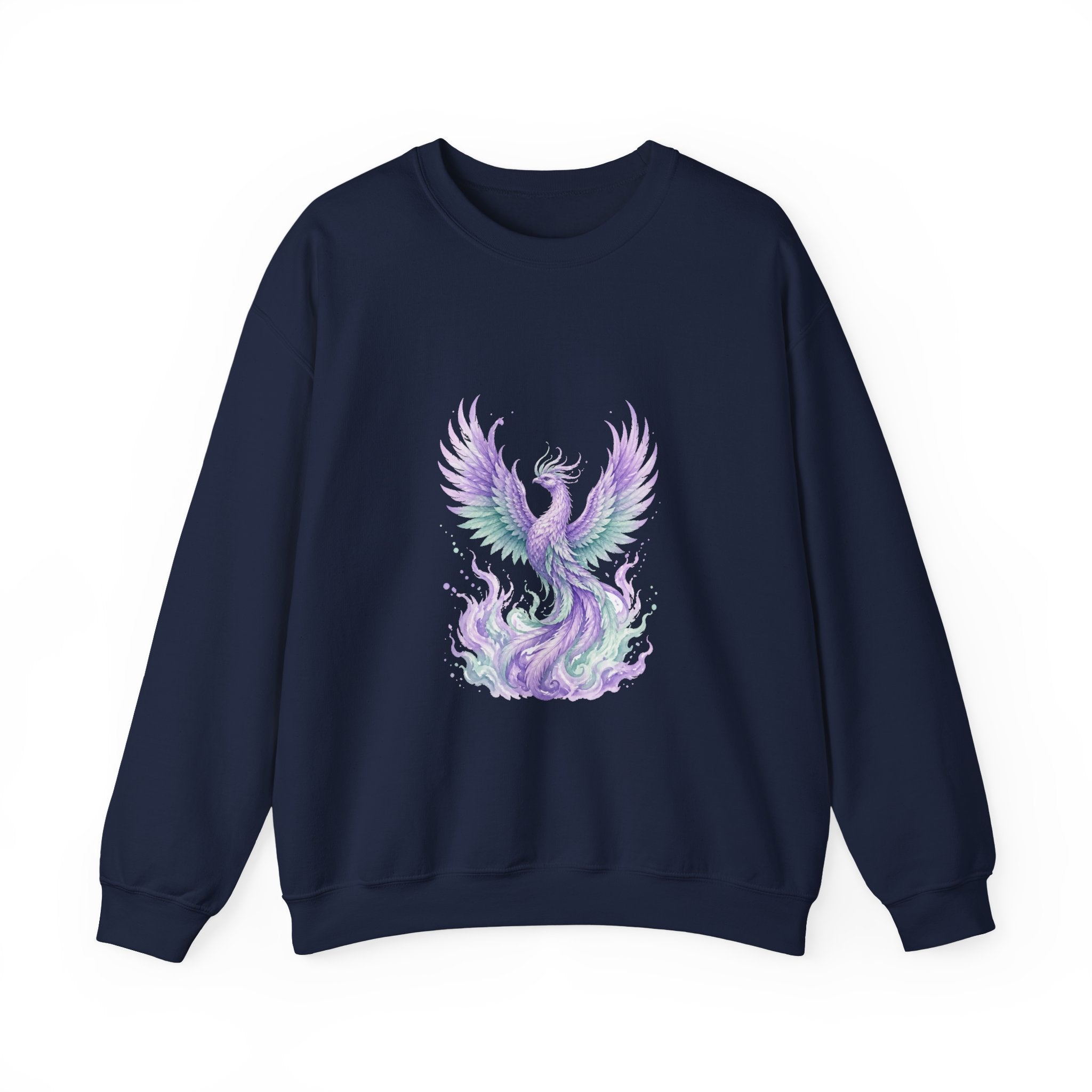 Matching Couple Sweatshirt - Dragon & Phoenix Matching Couple Crewneck Sweatshirt Watercolor Art His Hers Engagement Gift - Design B