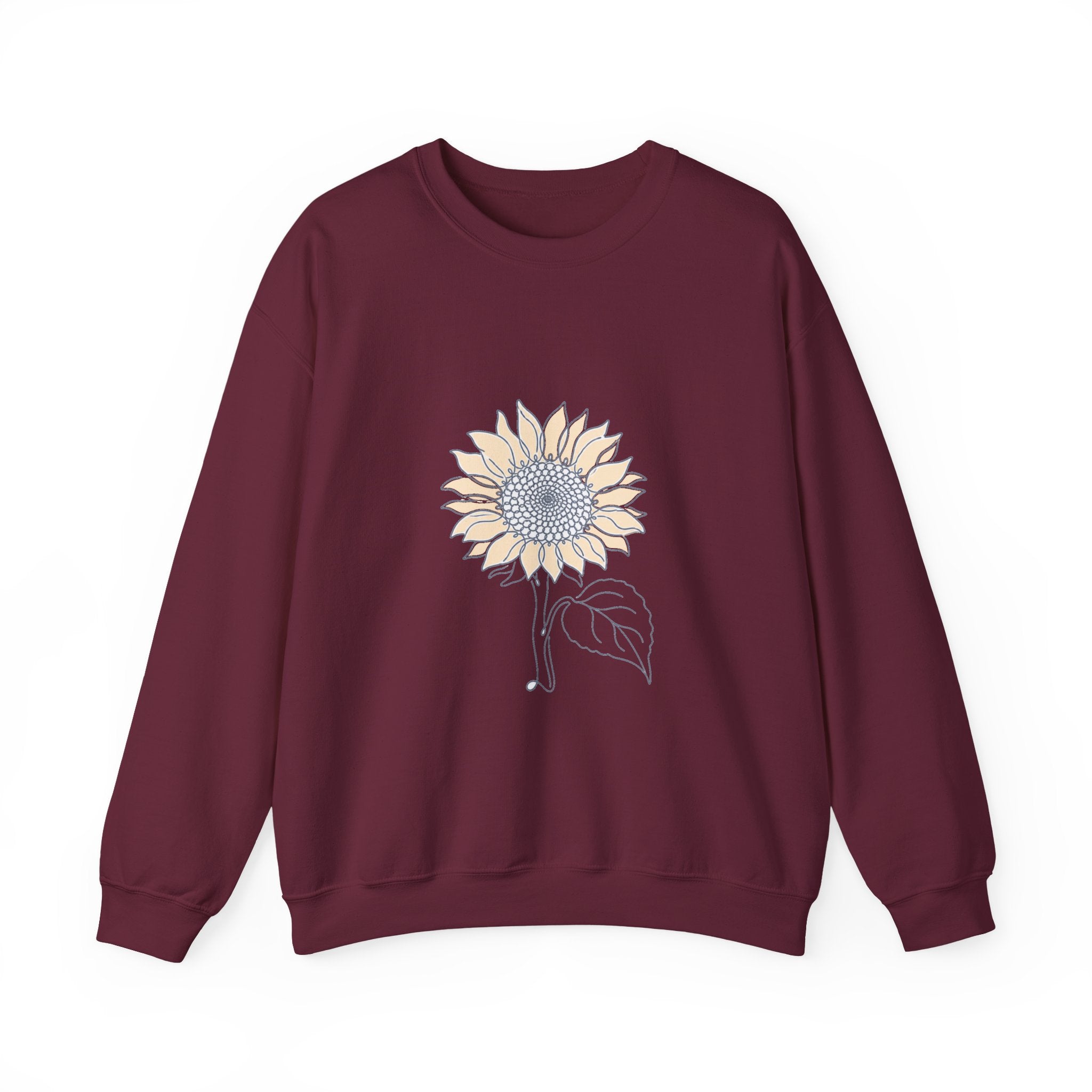 Matching Couple Sweatshirt - Sunflower & Moonflower Matching Couple Premium Fleece Sweatshirt Minimalist Art His Hers Christmas Gift - Design A