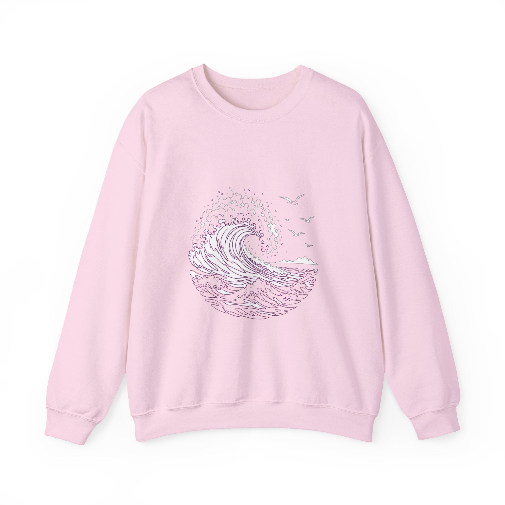 Matching Couple Sweatshirt - Mountain & Ocean Matching Couple Crewneck Sweatshirt Minimalist Art His Hers Valentine Gift - Design B