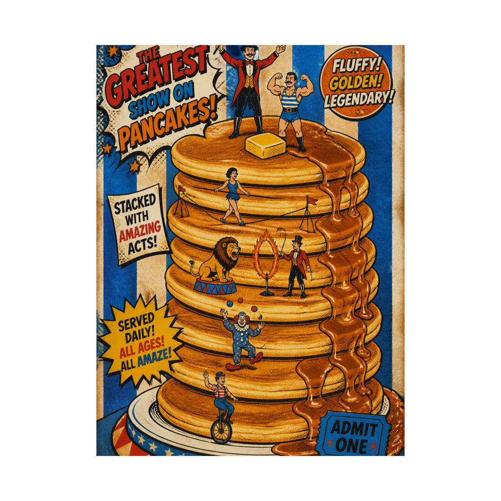 Pancake Stack Platform Wall Art Poster 24×36 Pop Art Restaurant Decor Maximalist Print