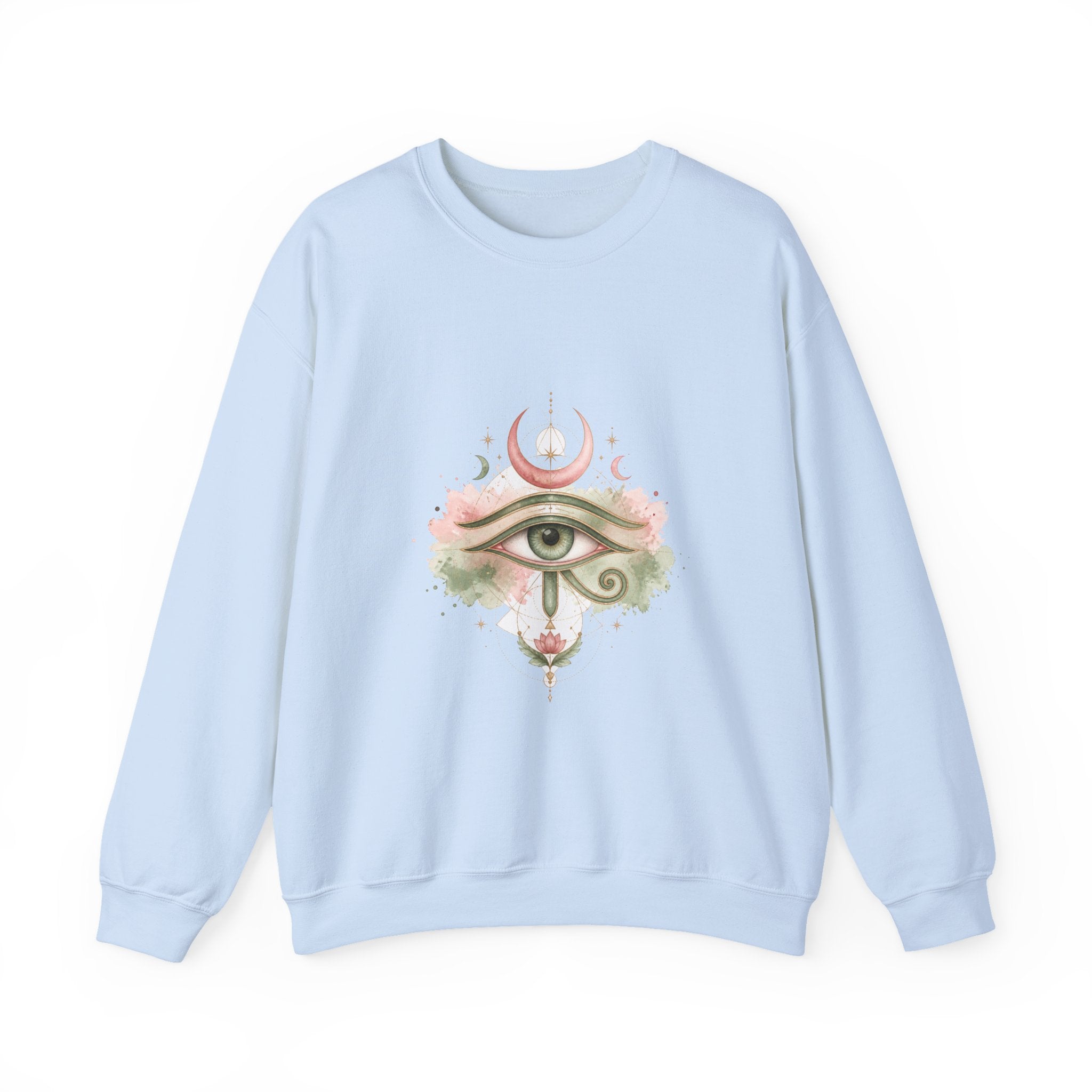 Matching Couple Sweatshirt - Eye of Ra & Horus Matching Couple Comfort Colors Crew Watercolor Art His Hers Birthday Gift - Design B