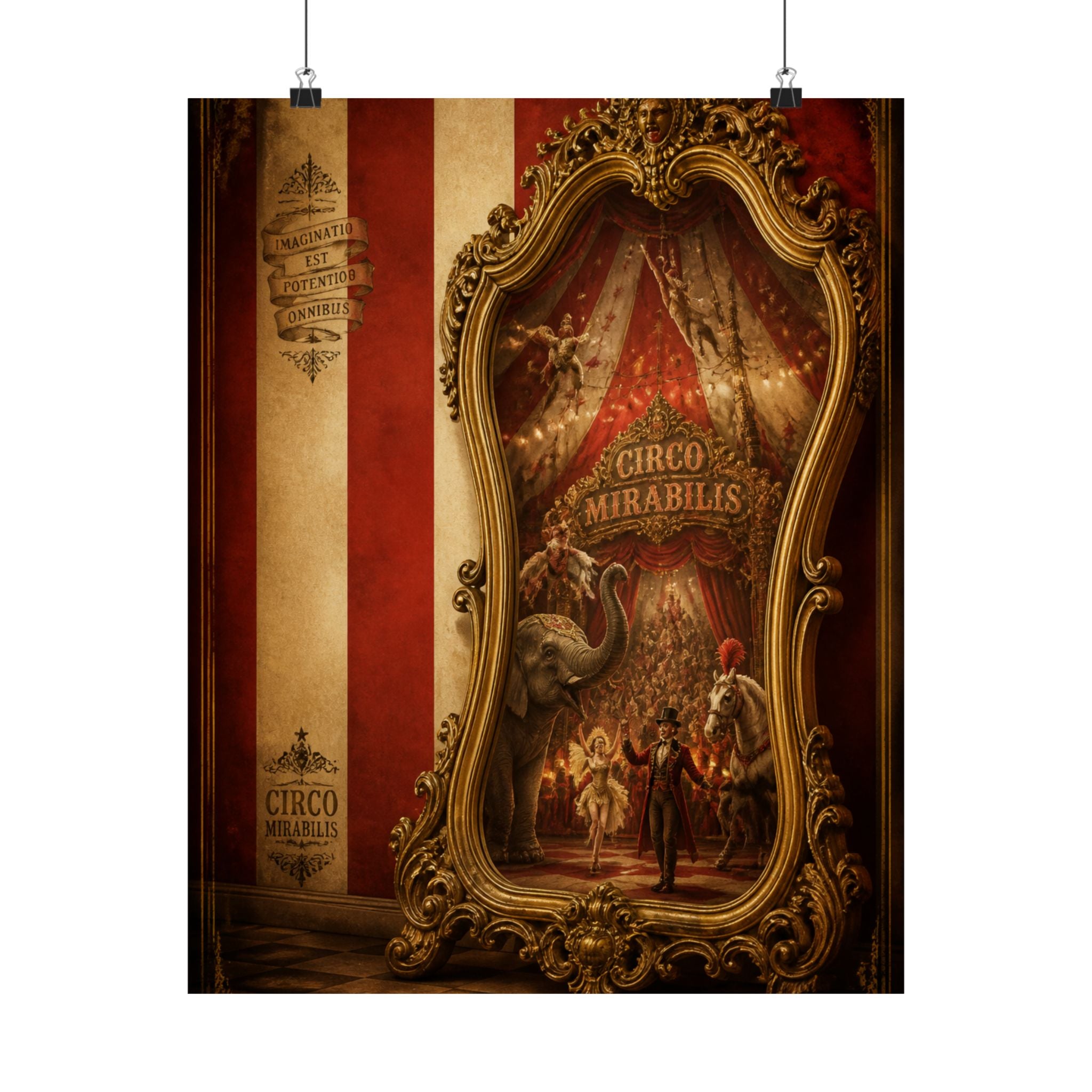 Vintage Mirror Circus Wall Art Poster 18×24 Baroque Home Office Decor Maximalist Print