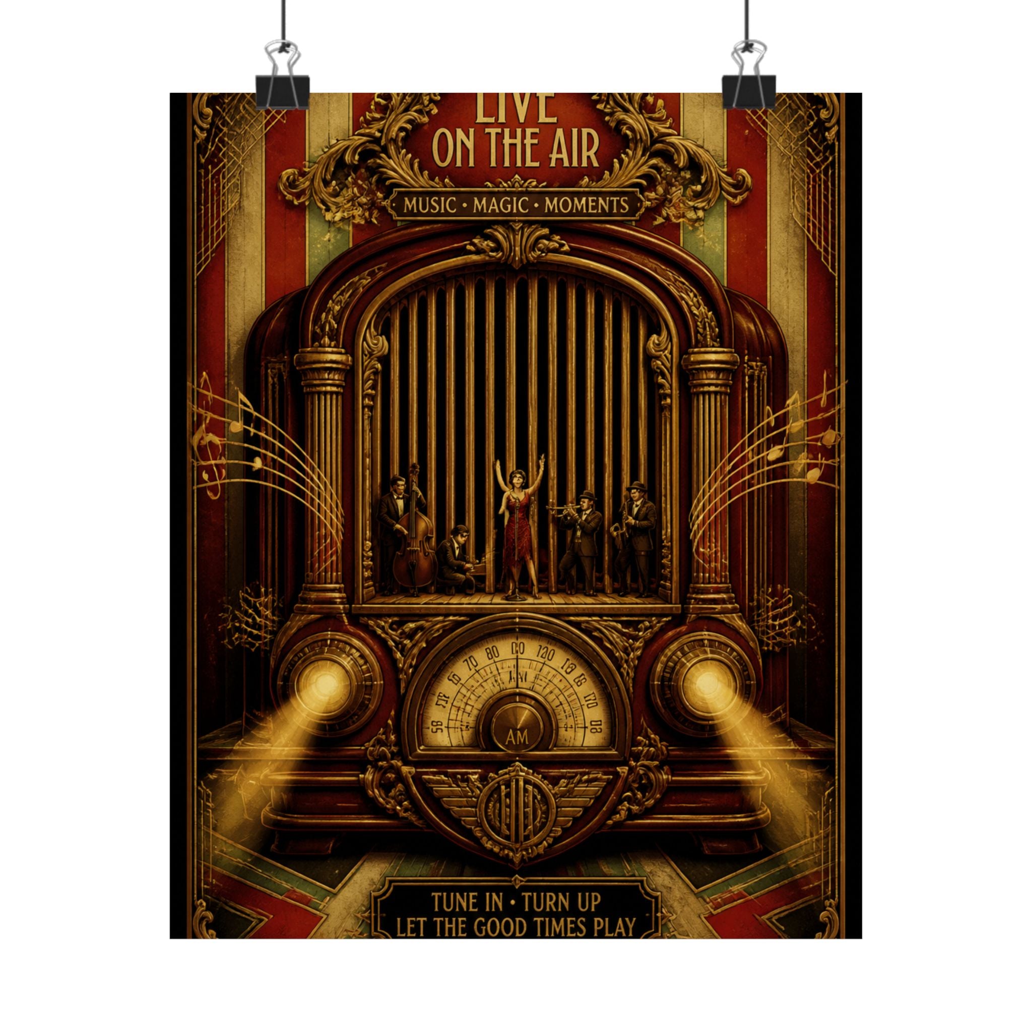 Vintage Radio Stage Wall Art Poster 24×36 Baroque Studio Decor Maximalist Print