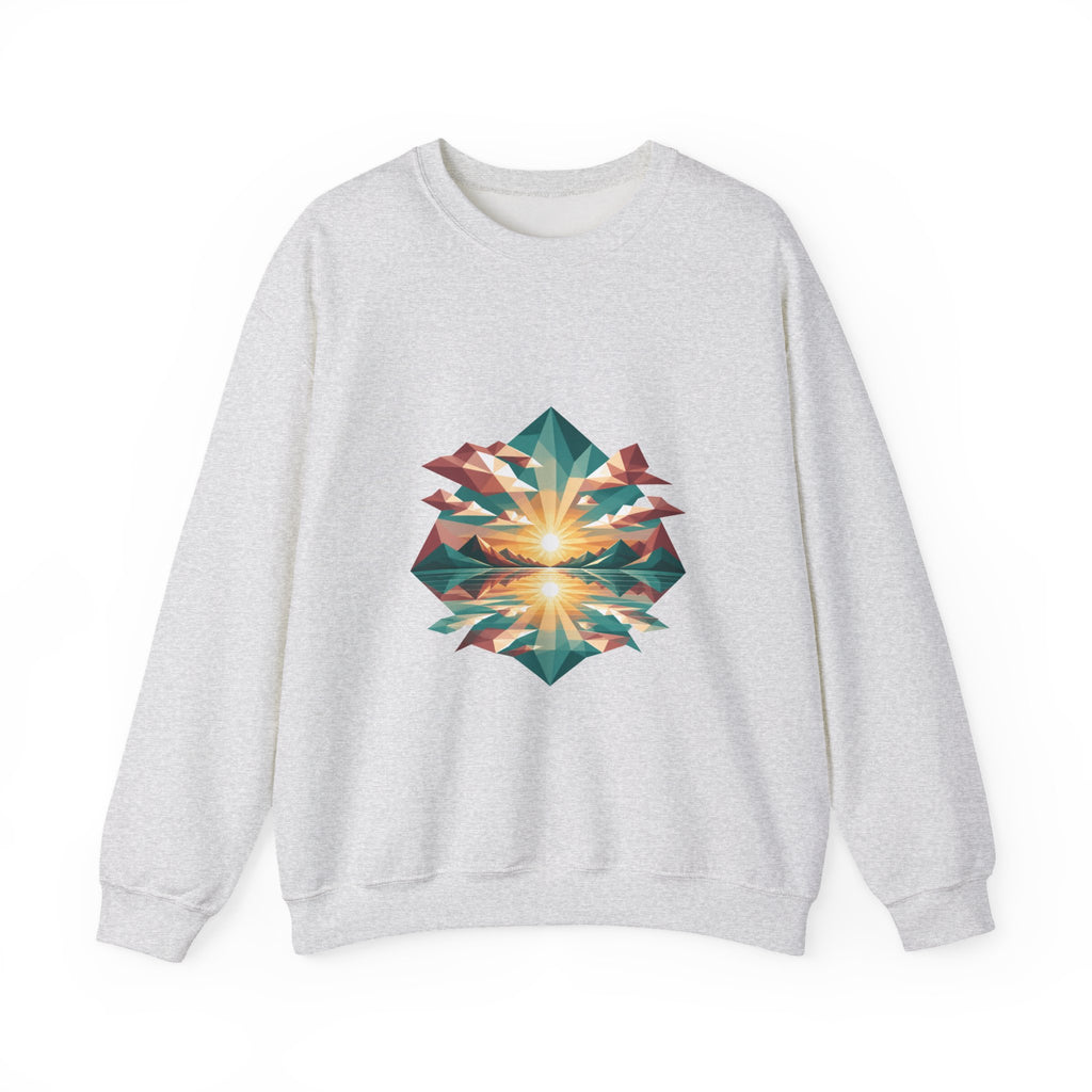Matching Couple Sweatshirt - Sunrise & Sunset Matching Couple Premium Fleece Sweatshirt Geometric Art His Hers Love Gift - Design A