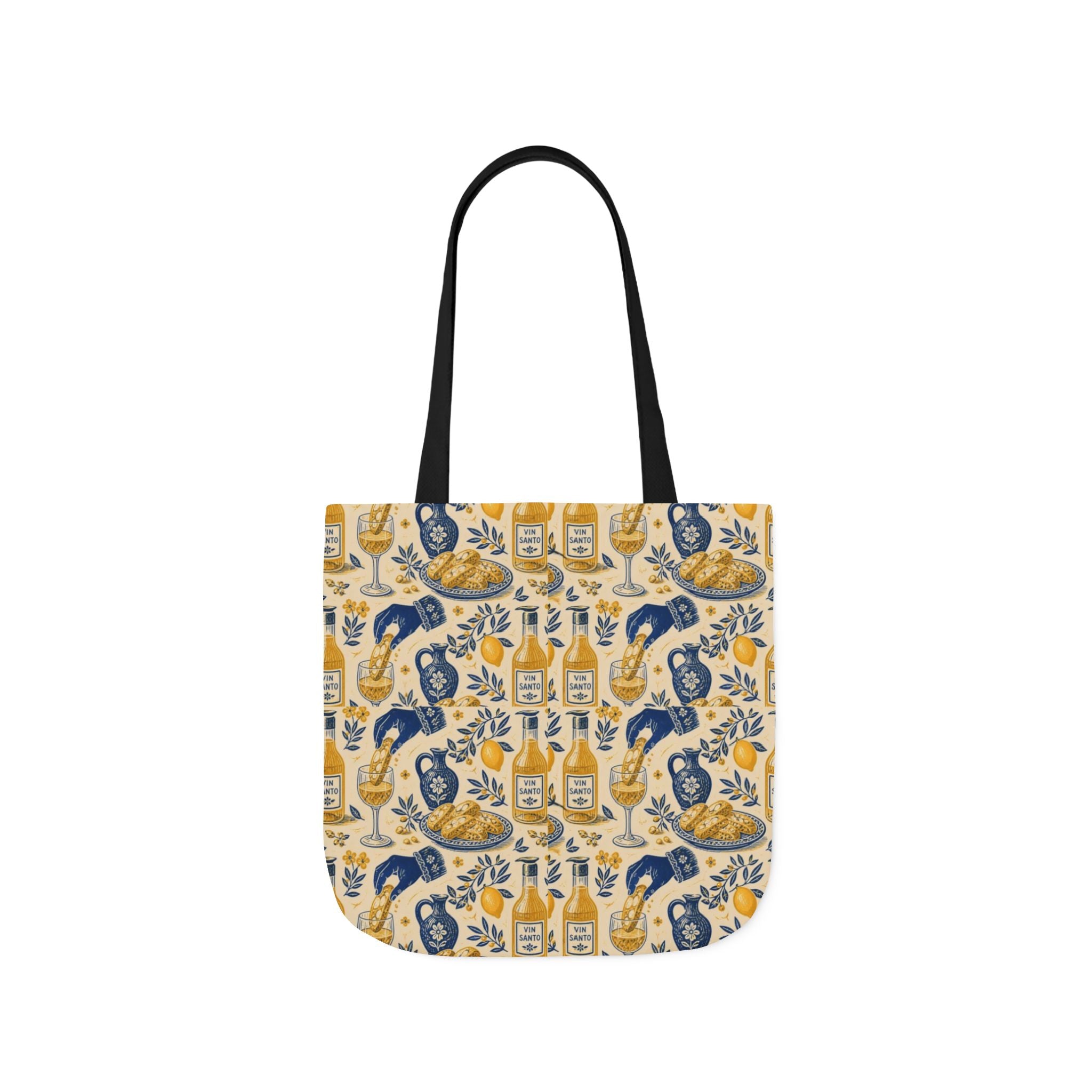 Biscotti & Vin Santo Canvas Tote Bag Mediterranean Kitchen Linocut Design Italian Cottagecore Gift