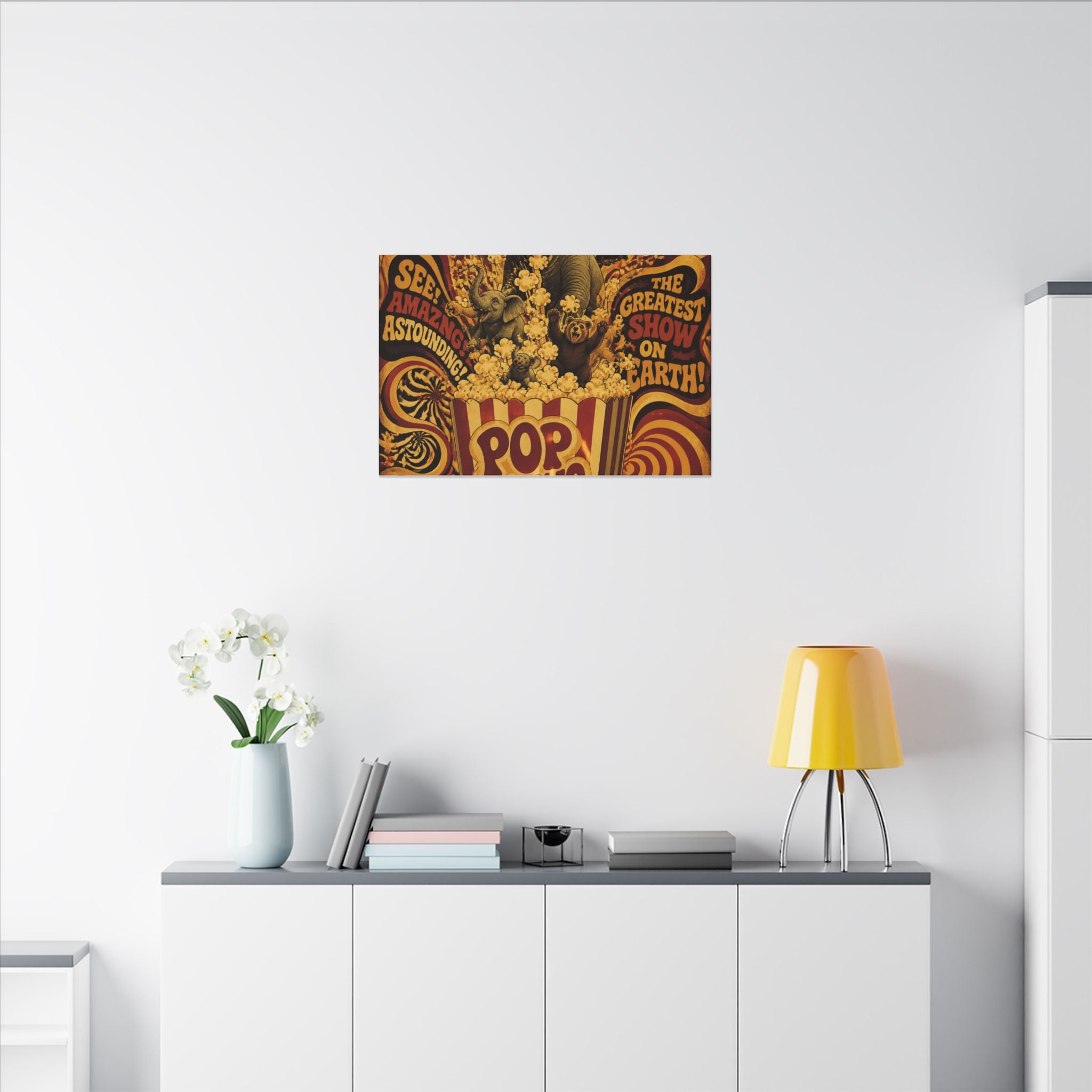 Popcorn Box Animals Wall Art Canvas 24×36 Psychedelic Dining Room Decor Maximalist Print