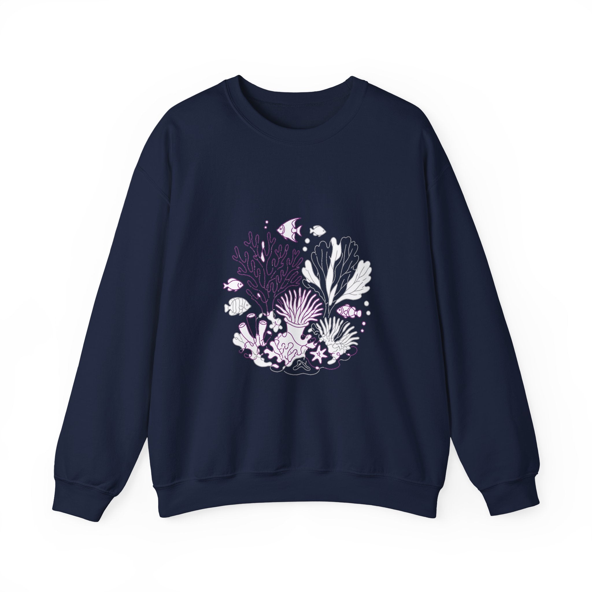 Matching Couple Sweatshirt - Coral Reef & Deep Sea Matching Couple Premium Fleece Sweatshirt Minimalist Art His Hers Christmas Gift - Design A