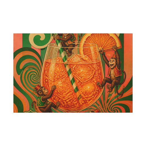 Aperol Spritz Monkeys Wall Art Canvas 16×20 Psychedelic Cafe Decor Maximalist Print