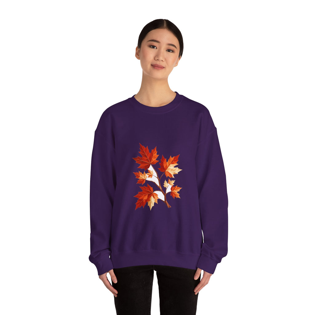 Matching Couple Sweatshirt - Cherry Blossom & Maple Leaf Matching Couple Comfort Colors Crew Geometric Art His Hers Love Gift - Design B