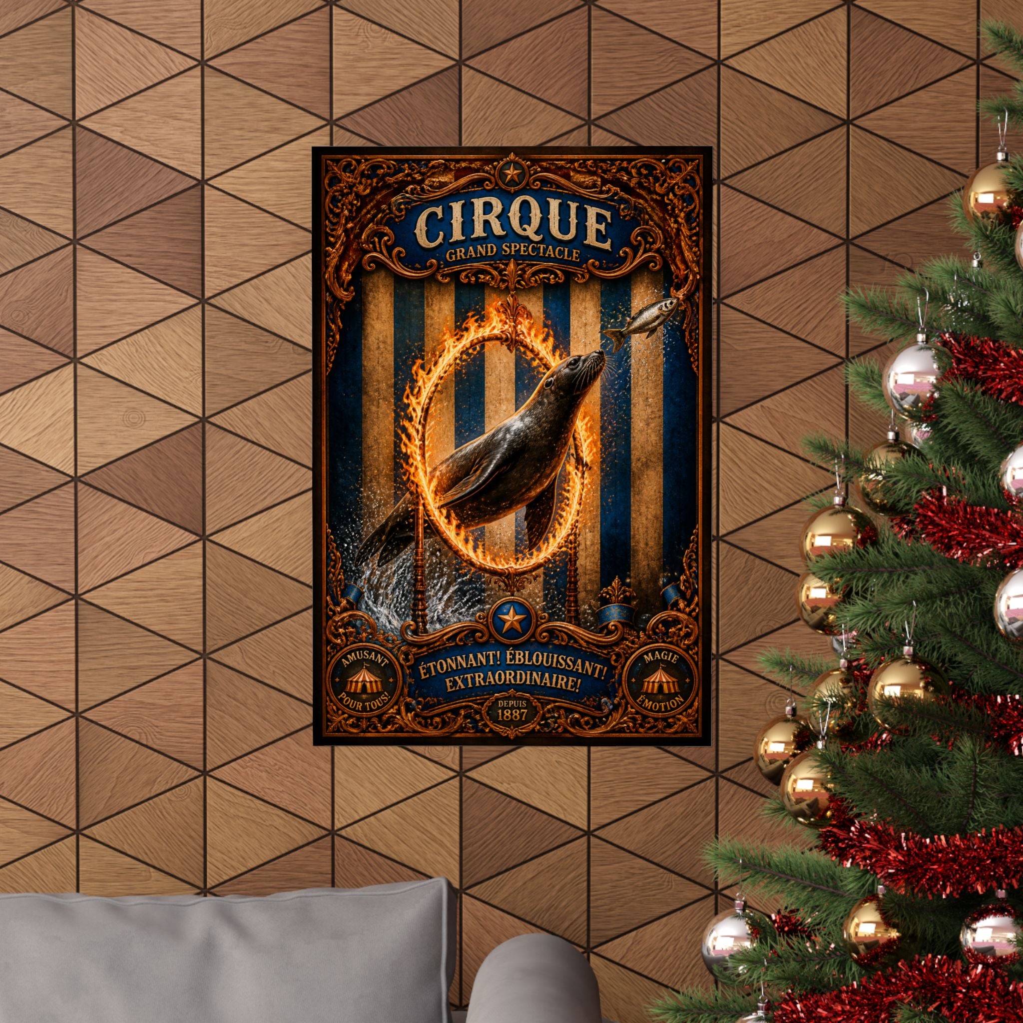 Seal Fire Hoop Wall Art Poster 18×24 Baroque Home Office Decor Maximalist Print