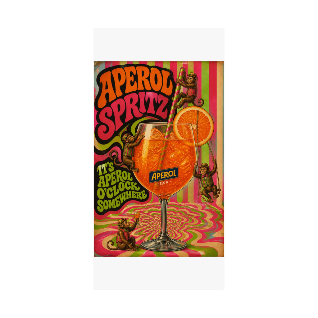 Aperol Spritz Monkeys Wall Art Poster 18×24 Psychedelic Cafe Decor Maximalist Print