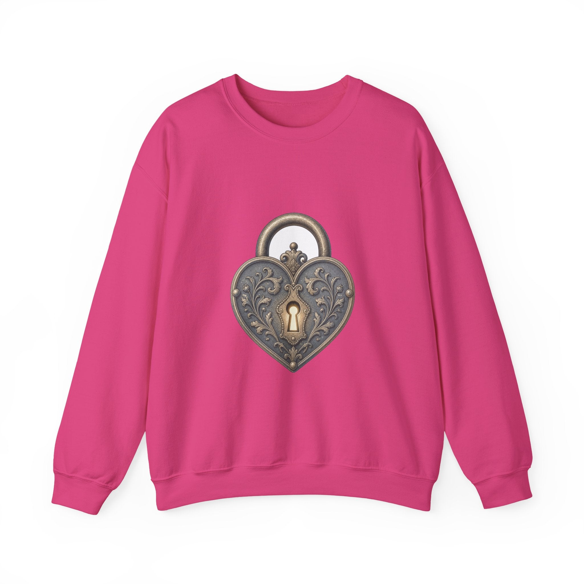 Matching Couple Sweatshirt - Key & Lock Matching Couple Premium Fleece Sweatshirt Vintage Art His Hers Honeymoon Gift - Design B