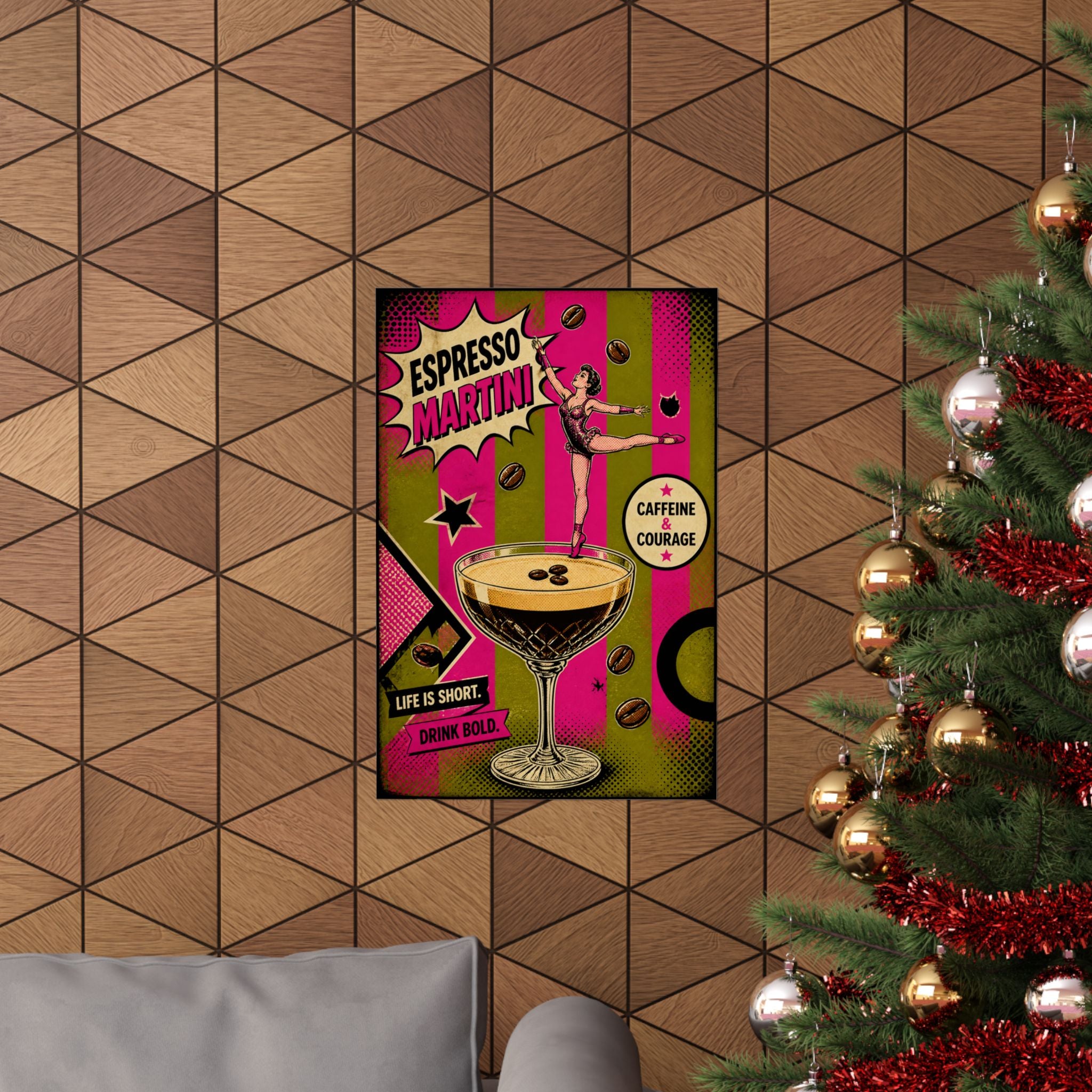 Espresso Martini Acrobat Wall Art Poster 24×36 Pop Art Restaurant Decor Maximalist Print