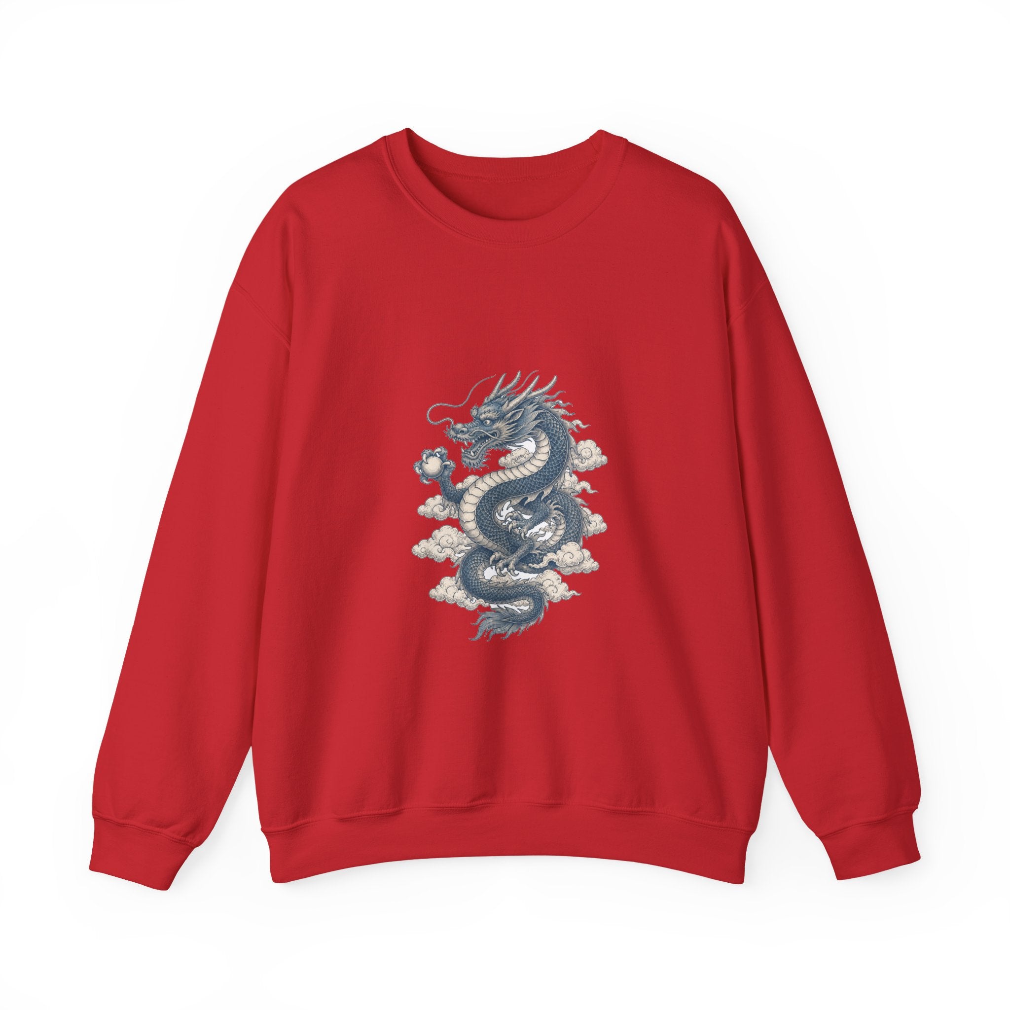 Matching Couple Sweatshirt - Dragon & Phoenix Matching Couple Crewneck Sweatshirt Vintage Art His Hers Wedding Gift - Design A