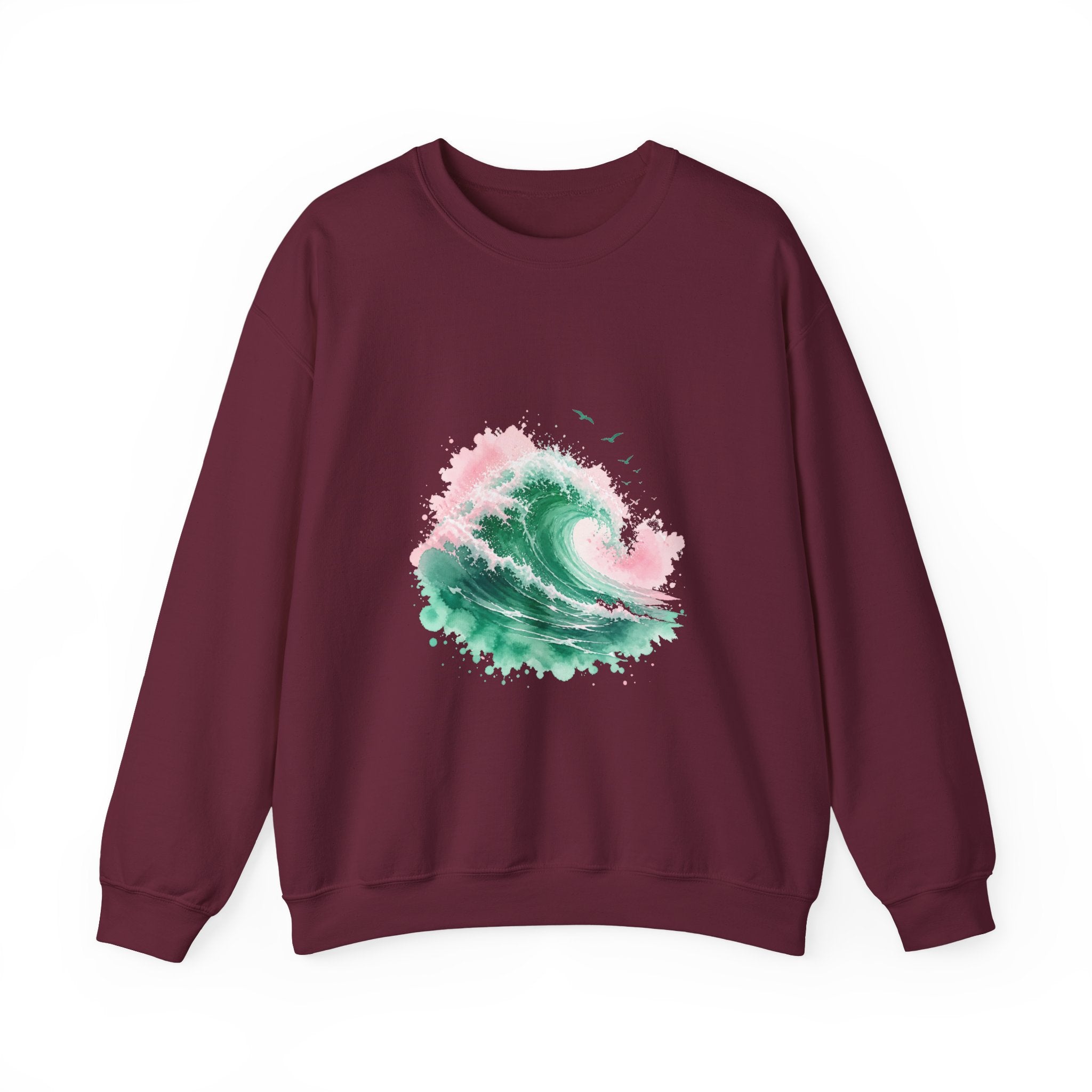 Matching Couple Sweatshirt - Mountain & Ocean Matching Couple Comfort Colors Crew Watercolor Art His Hers Birthday Gift - Design B