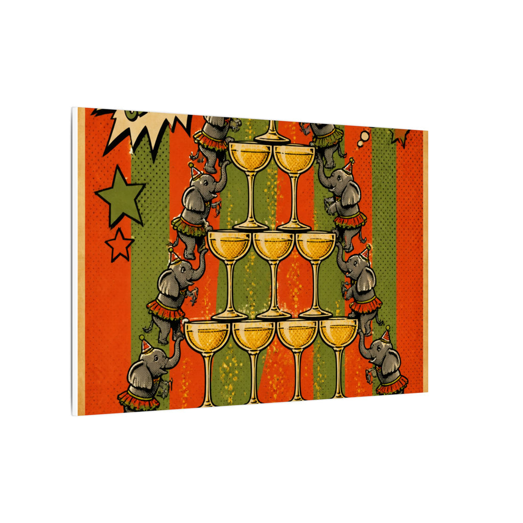 Champagne Tower Elephants Wall Art Canvas 16×20 Pop Art Living Room Decor Maximalist Print