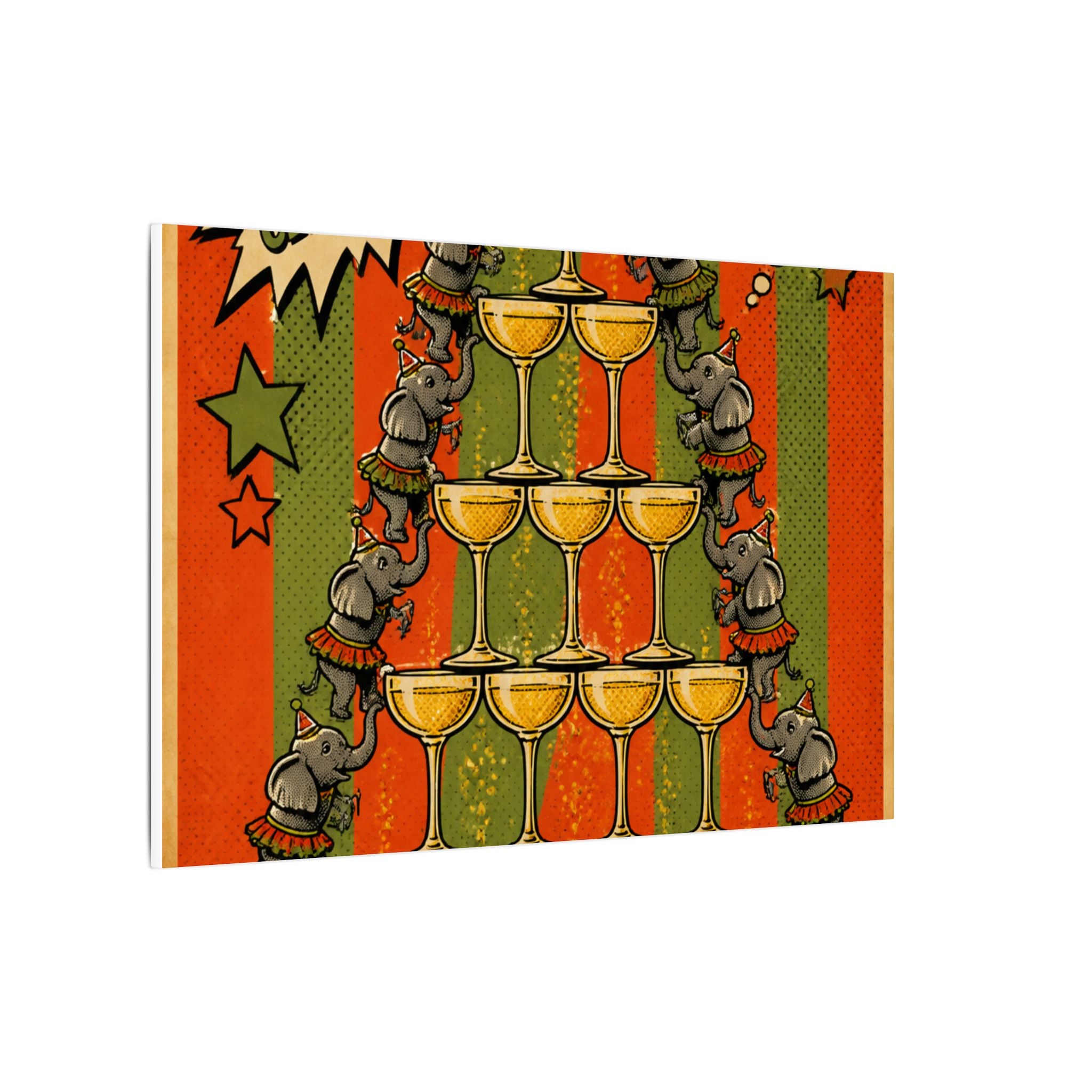 Champagne Tower Elephants Wall Art Canvas 16×20 Pop Art Living Room Decor Maximalist Print