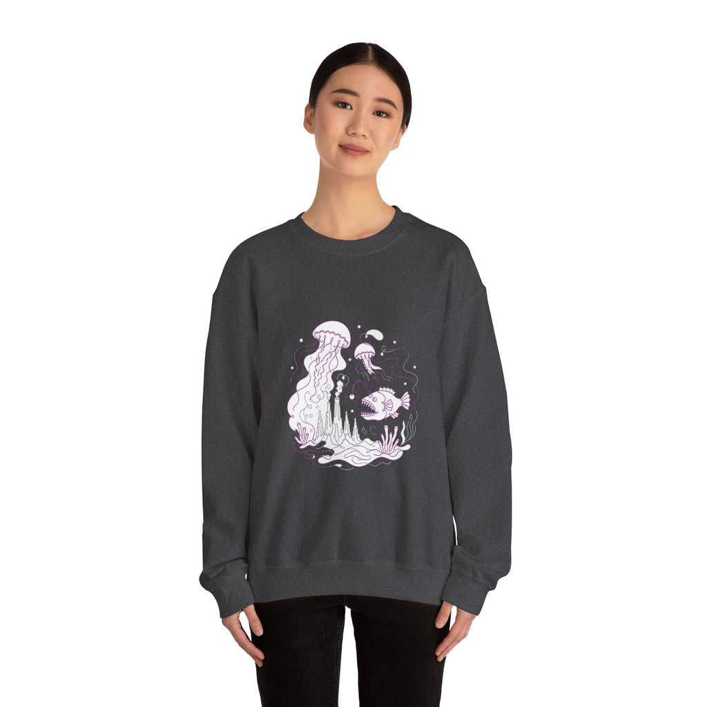 Matching Couple Sweatshirt - Coral Reef & Deep Sea Matching Couple Premium Fleece Sweatshirt Minimalist Art His Hers Christmas Gift - Design B