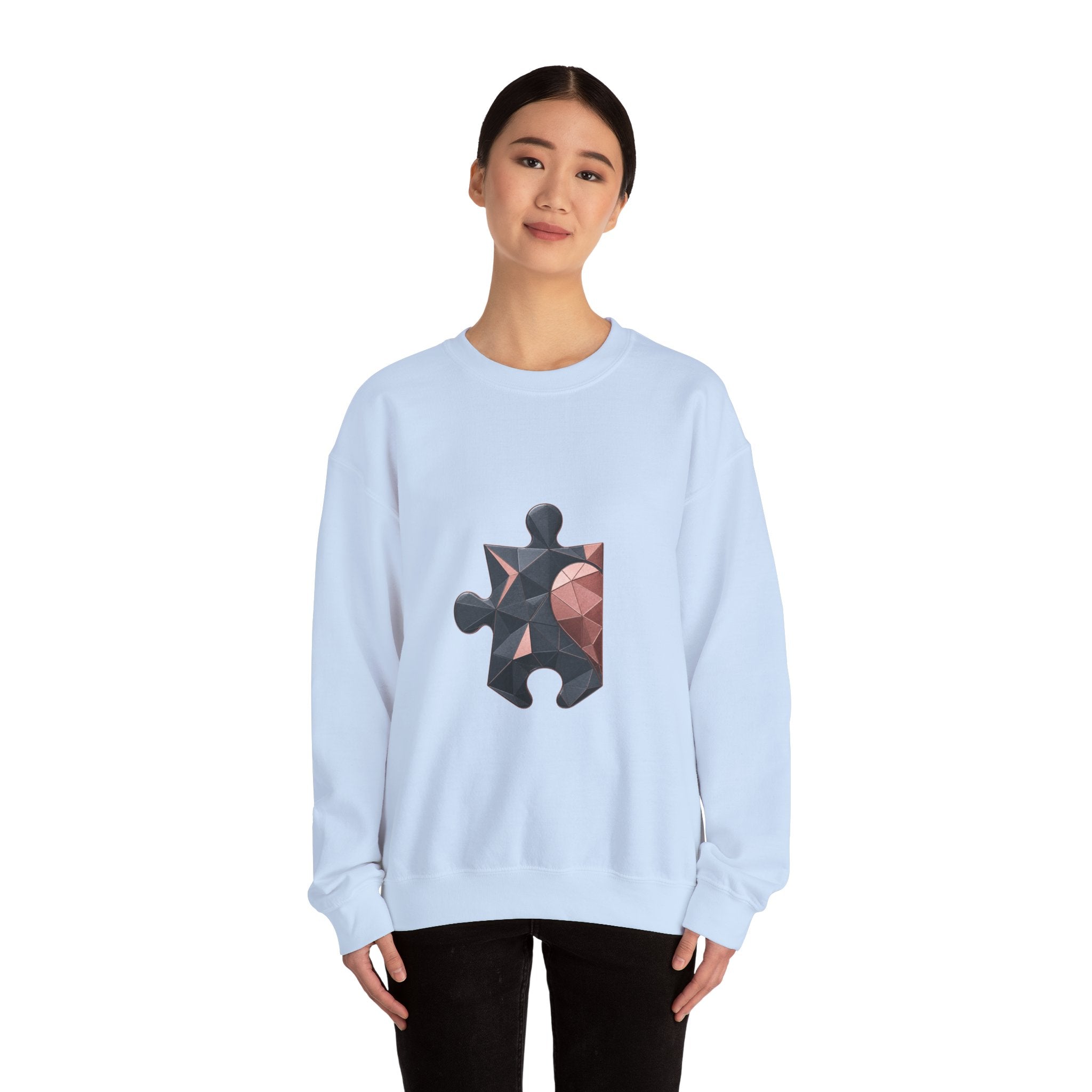 Matching Couple Sweatshirt - Puzzle Pieces Matching Couple Comfort Colors Crew Geometric Art His Hers Love Gift - Design A