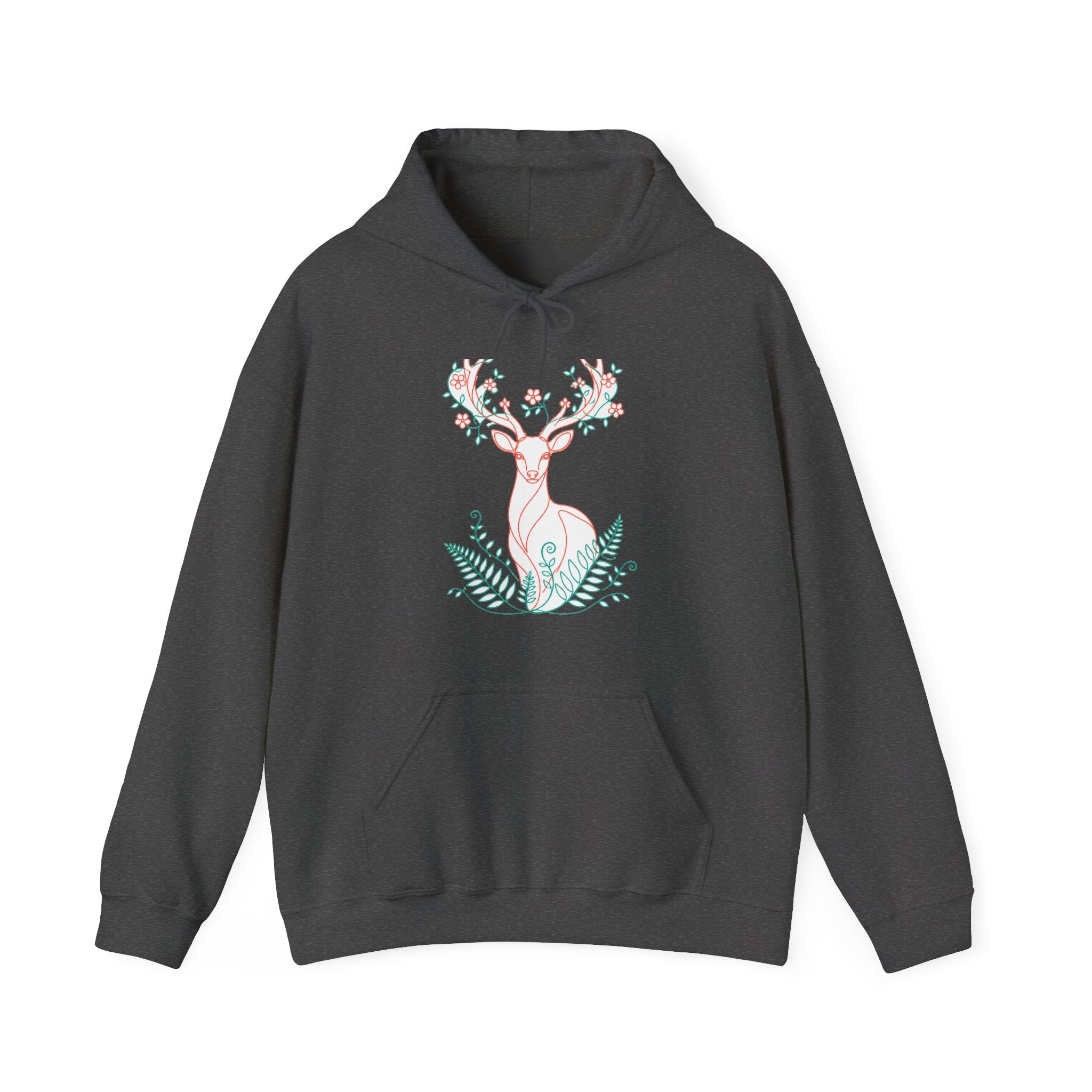 Matching Couple Sweatshirt - Bear & Deer Matching Couple Hooded Sweatshirt Minimalist Art His Hers Valentine Gift - Design B