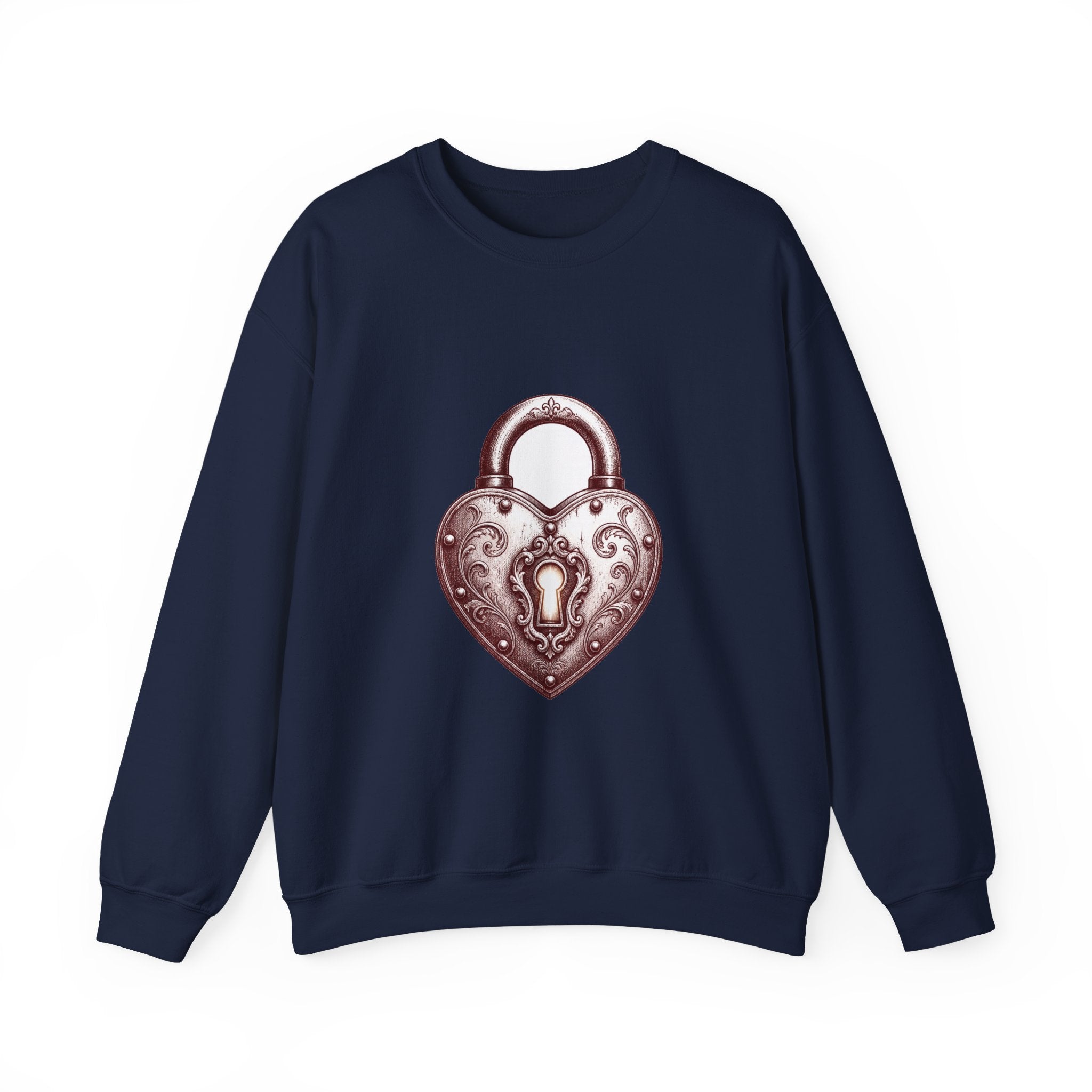 Matching Couple Sweatshirt - Key & Lock Matching Couple Premium Fleece Sweatshirt Hand-Drawn Art His Hers Anniversary Gift - Design B