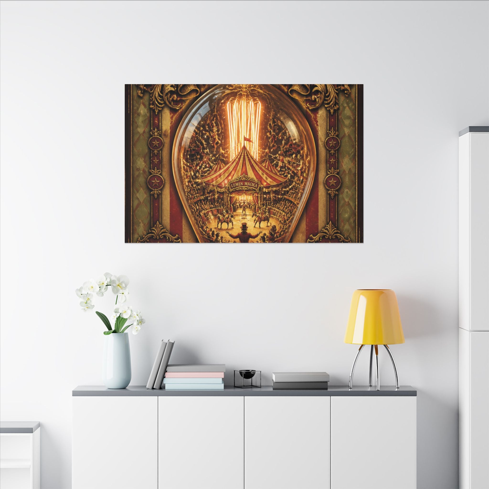 Light Bulb Circus Wall Art Canvas 16×20 Baroque Home Office Decor Maximalist Print